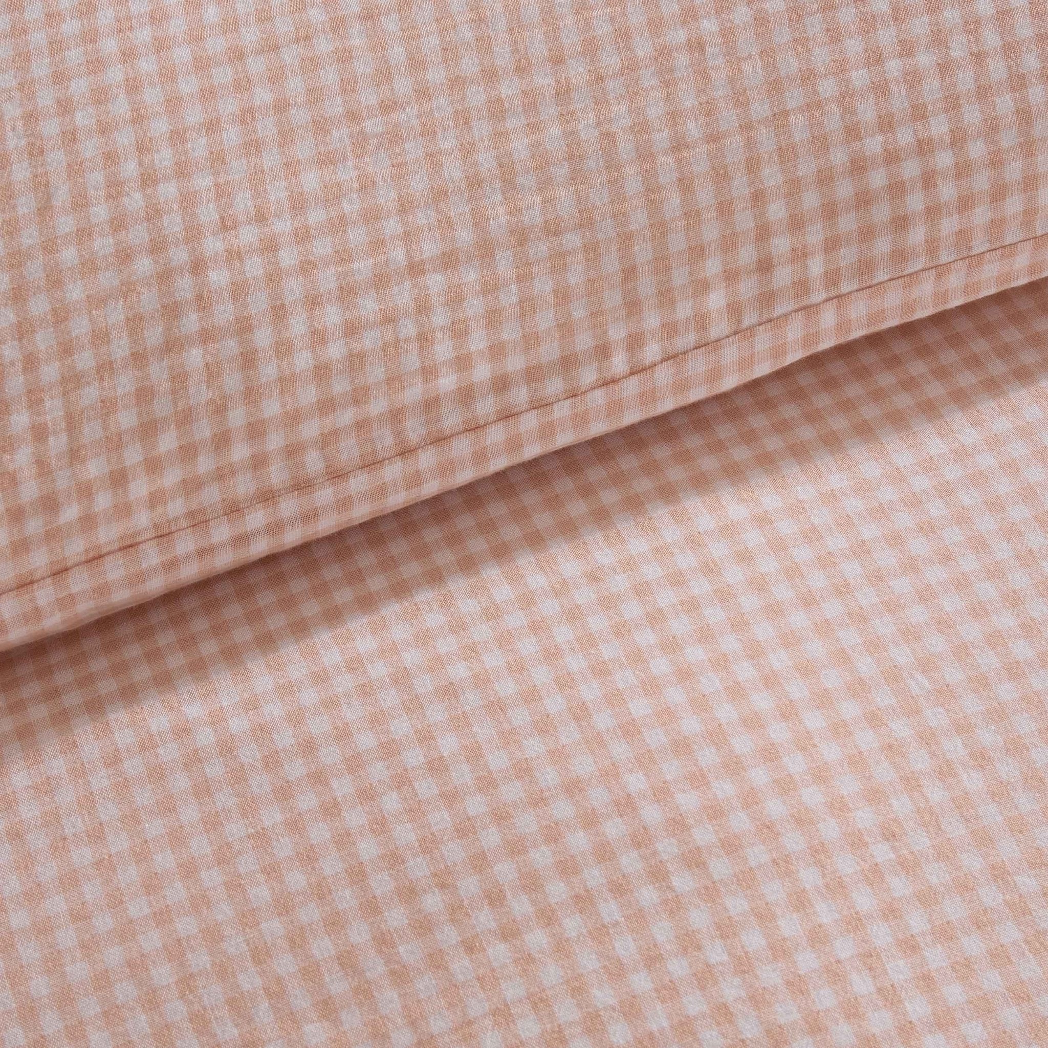 Faro Muslin Gingham Duvet Cover & Pillowcase Set - Blush Pink - Image 5