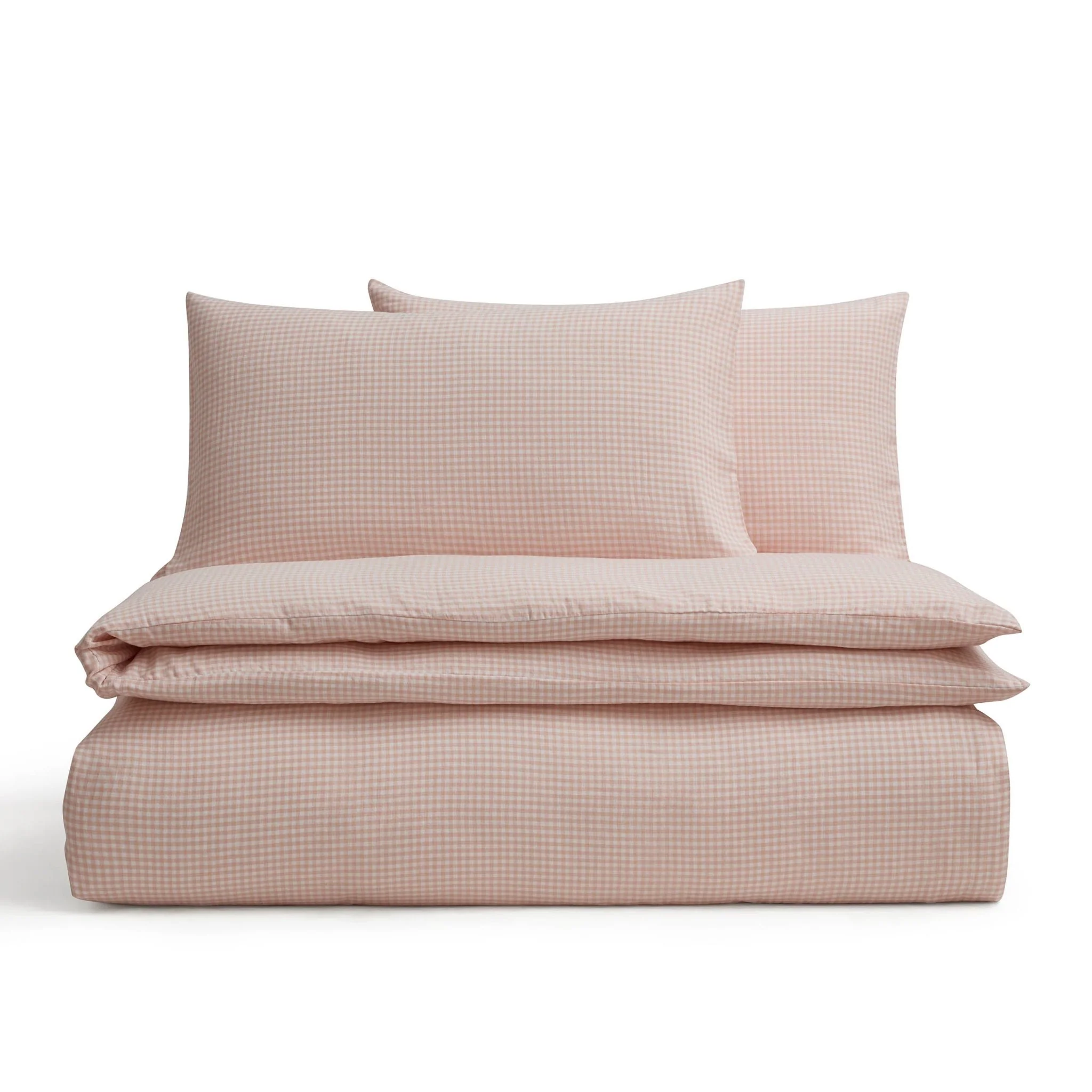 Faro Muslin Gingham Duvet Cover & Pillowcase Set - Blush Pink - Image 6