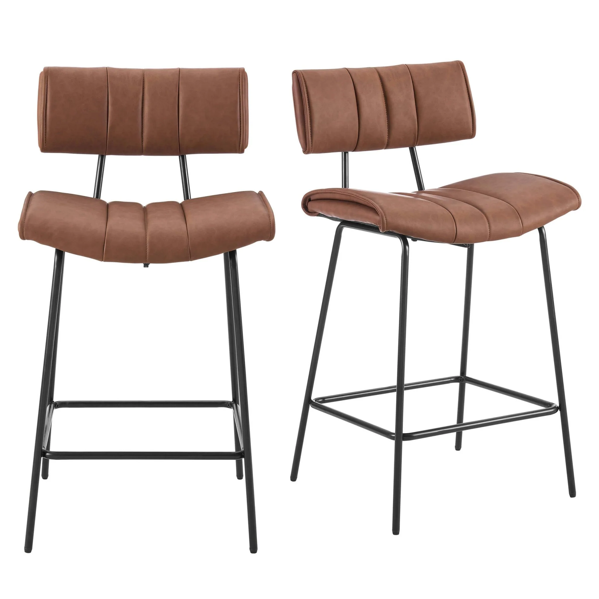 Fearne Set of 2 Barstools - Faux Leather Tan - Image 2