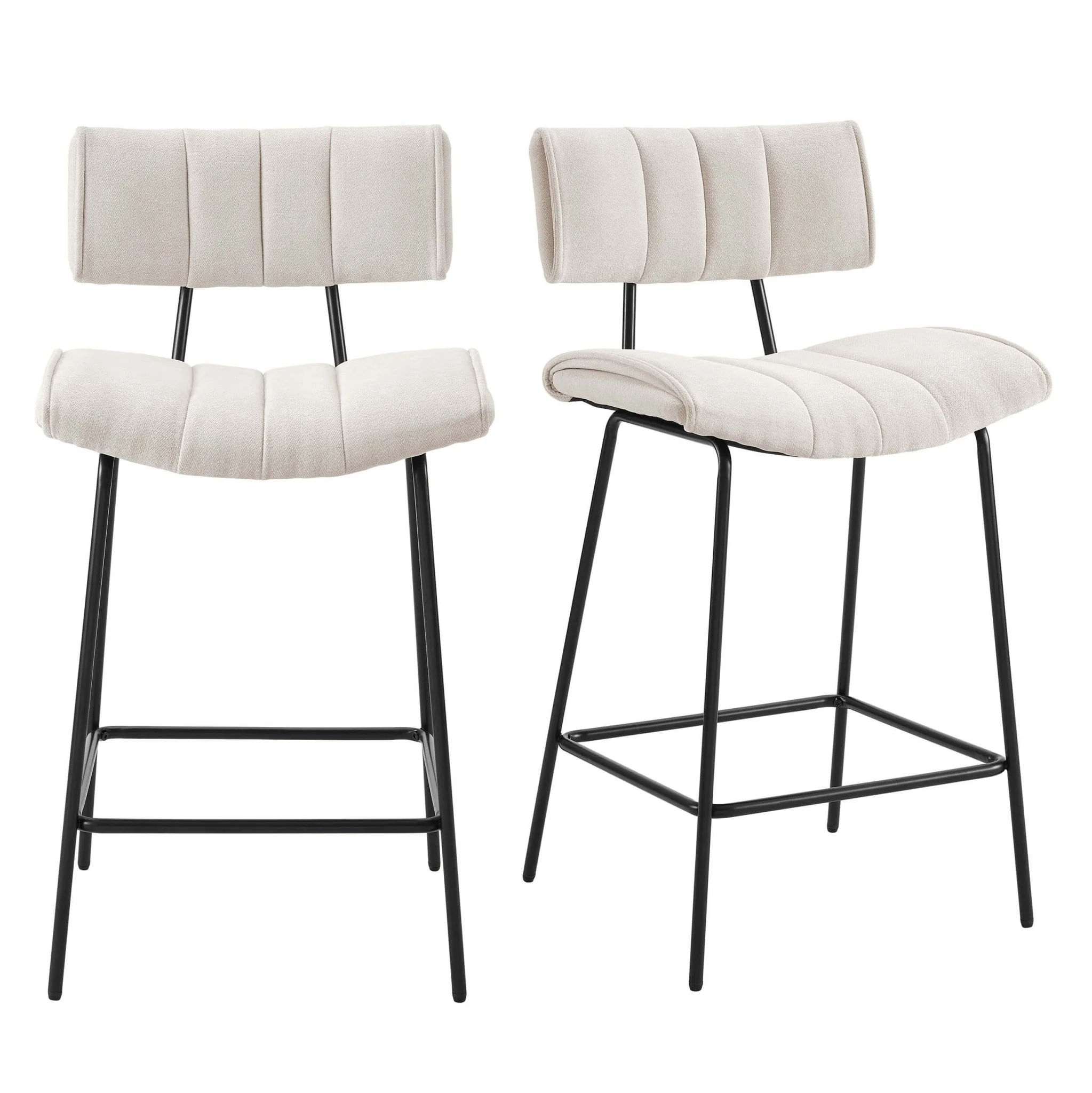 Fearne Set of 2 Barstools - Ivory Chenille - Image 2