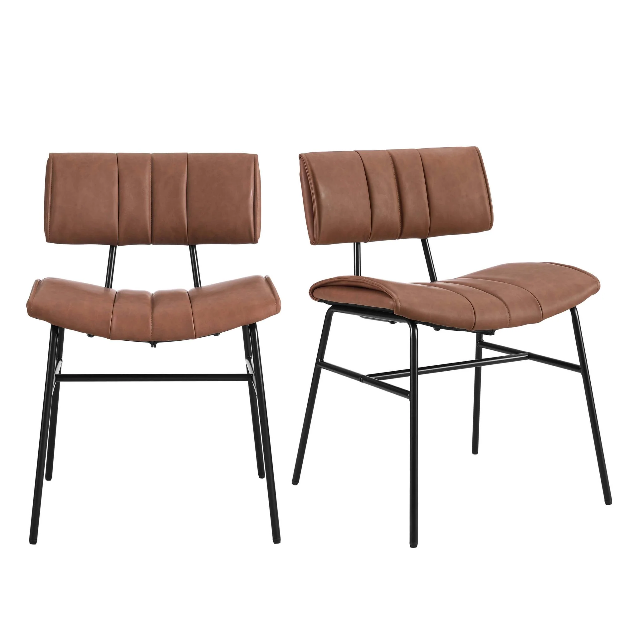 Fearne Set of 2 Dining Chairs - Faux Leather Tan - Image 2