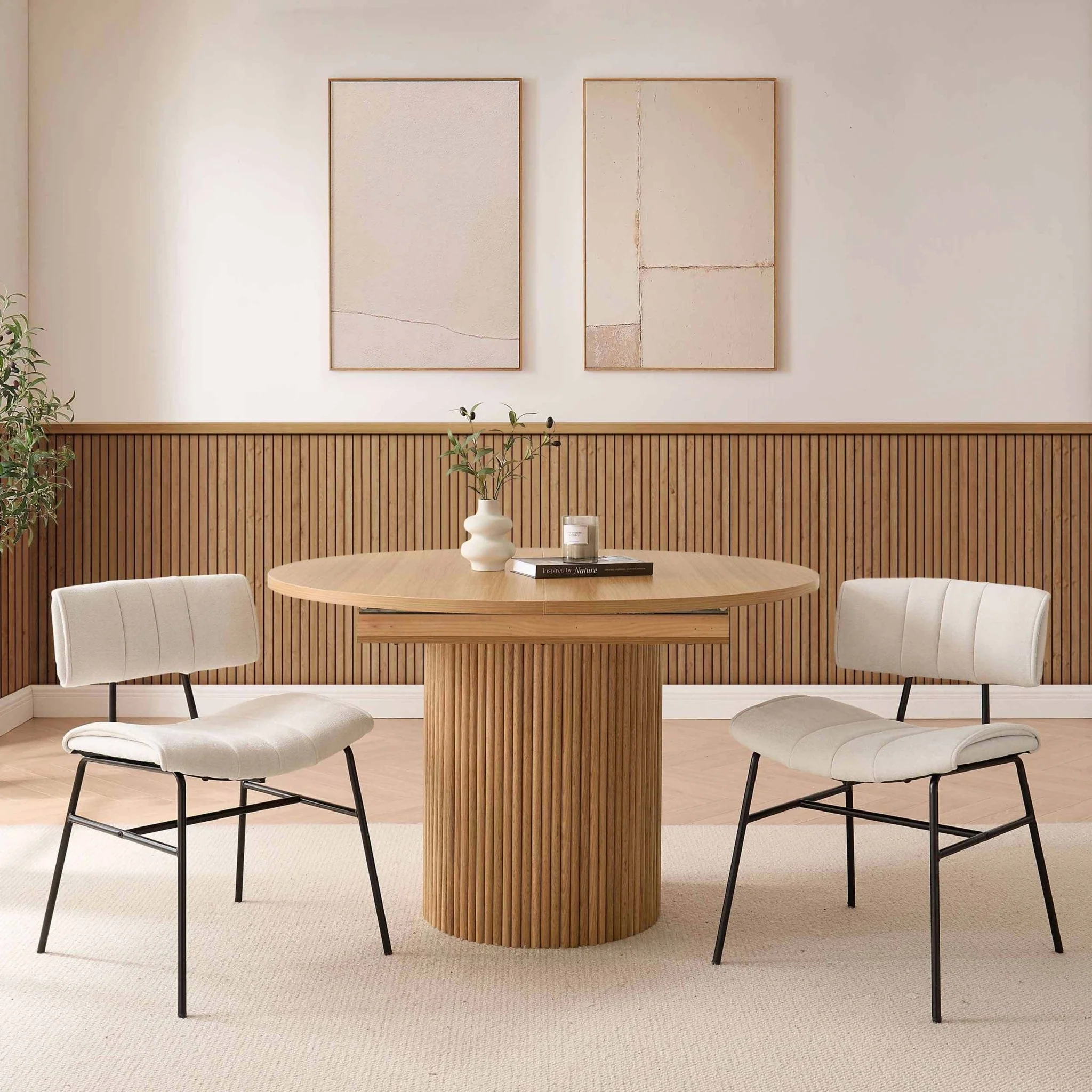 Fearne Set of 2 Dining Chairs - Ivory Chenille