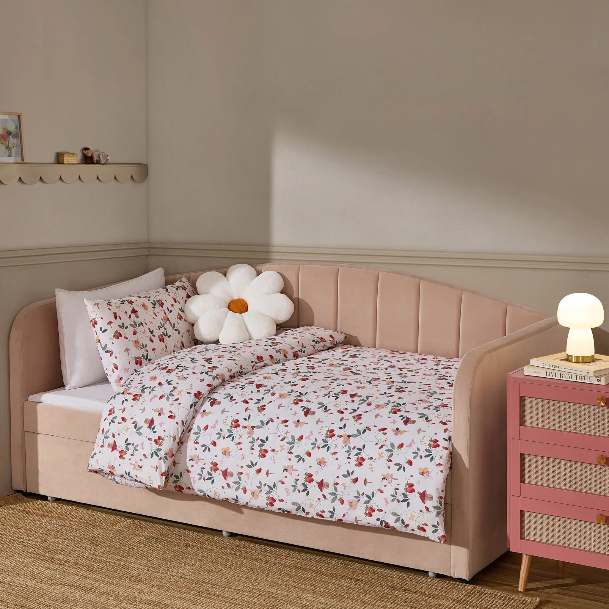 Felicity 100% Cotton Fairy Forest Print Duvet Cover Set - Red - Image 3