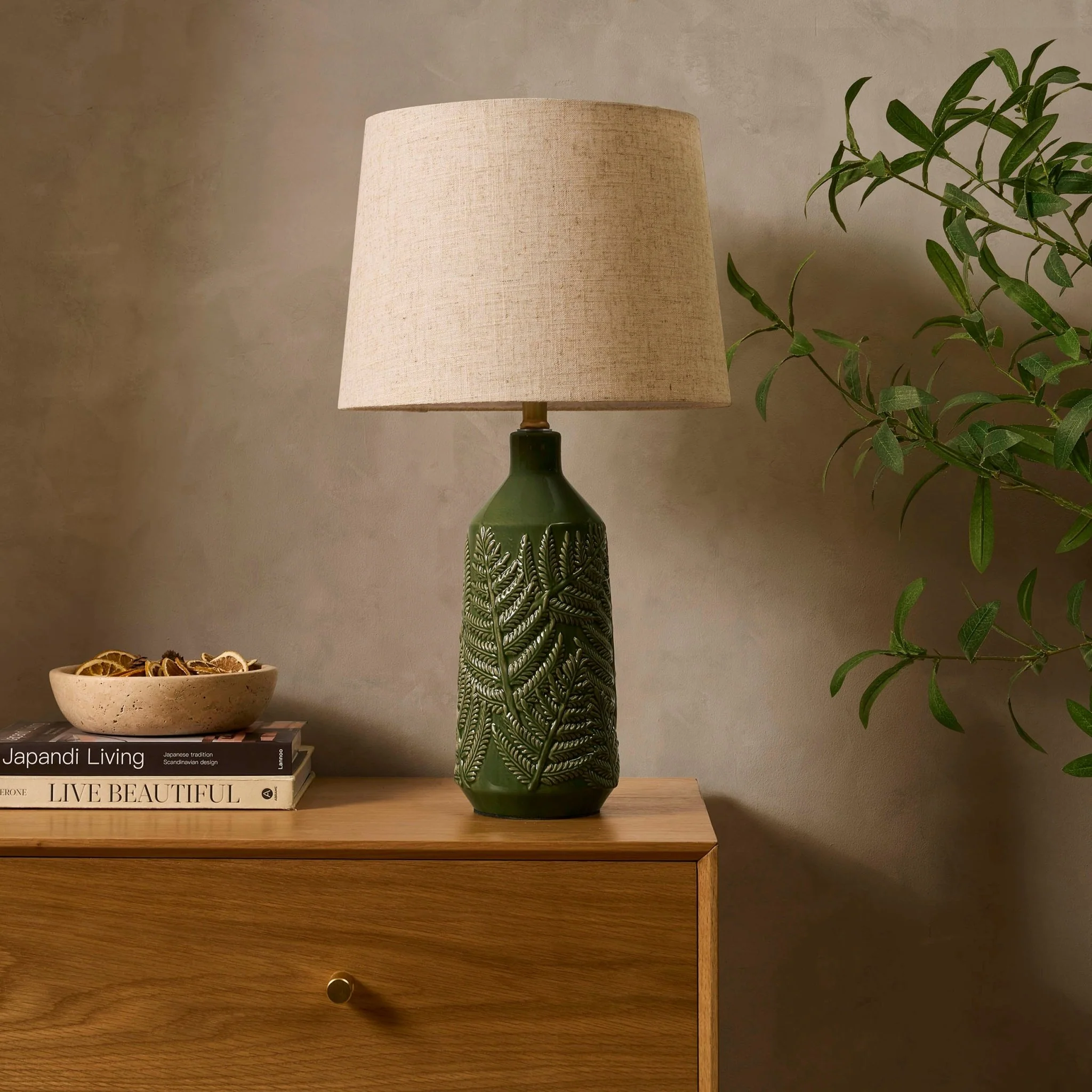 Fern Ceramic Textured Table Lamp - Green - Image 3