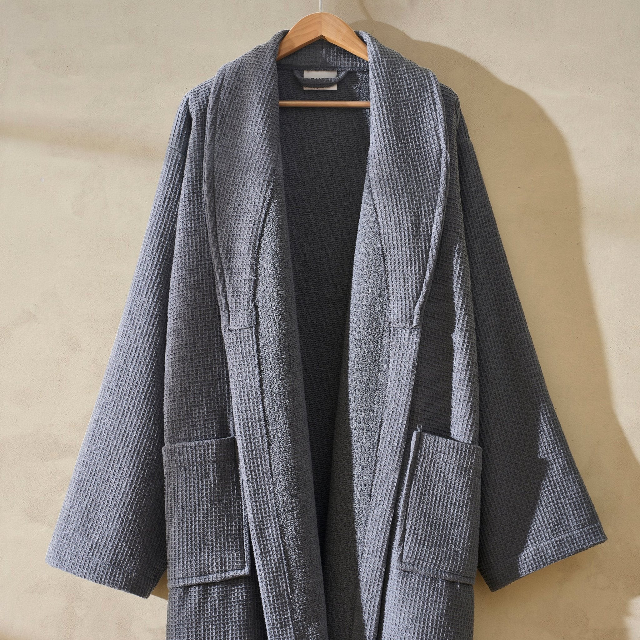 Fiji Waffle Cotton Robe - Charcoal - Image 3