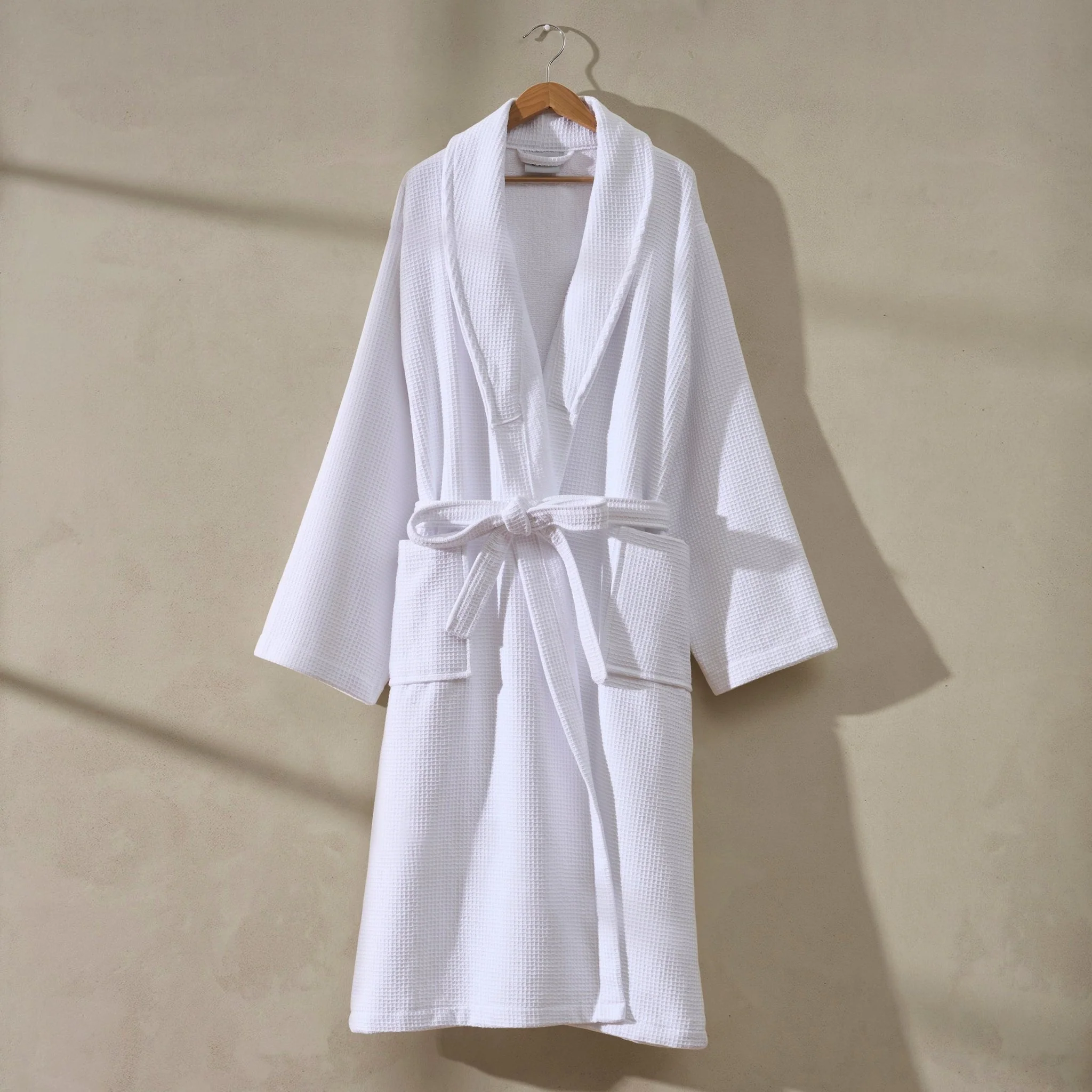 Fiji Waffle Cotton Robe - White
