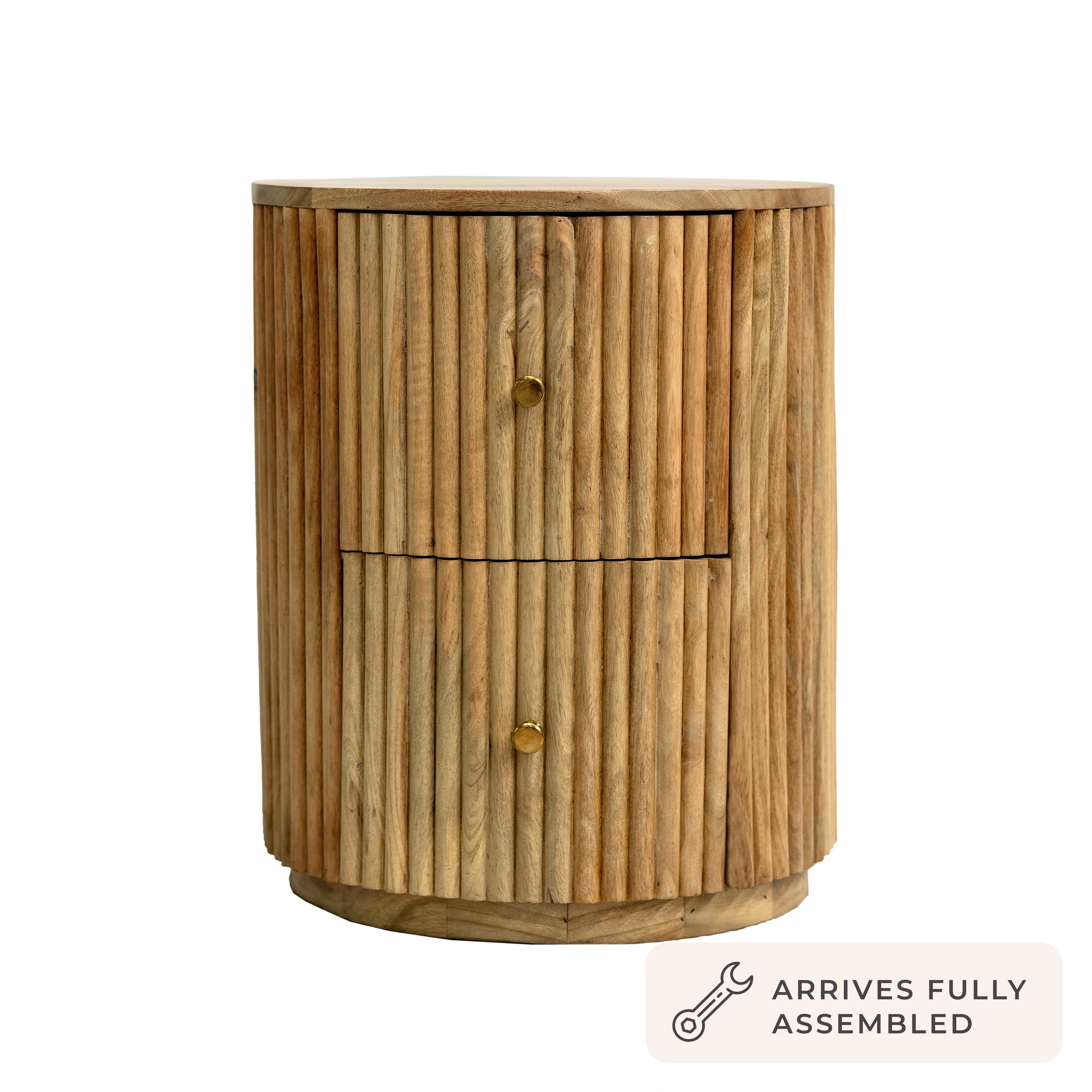 Finley  Mango Wood 2 Drawer Bedside Table - Natural - Image 4