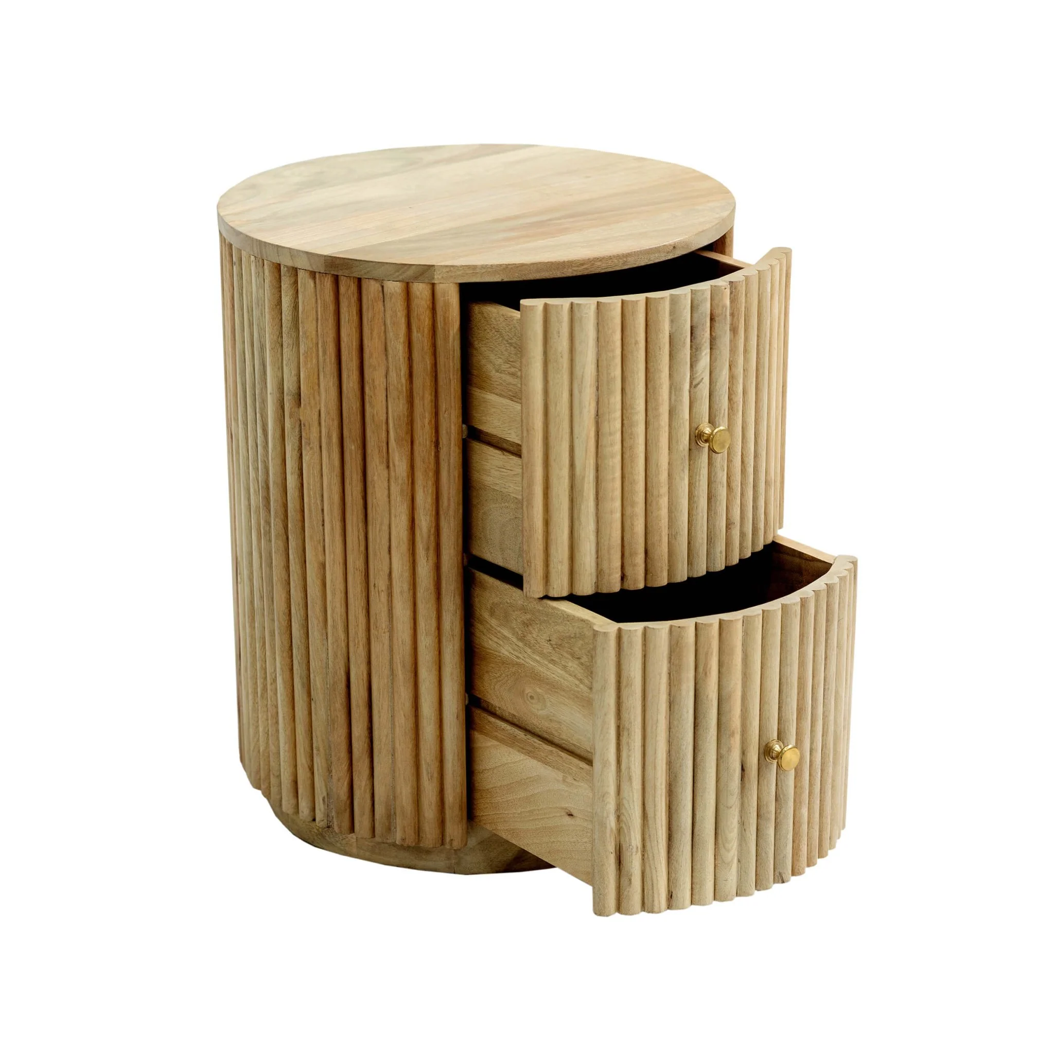 Finley  Mango Wood 2 Drawer Bedside Table - Natural - Image 5