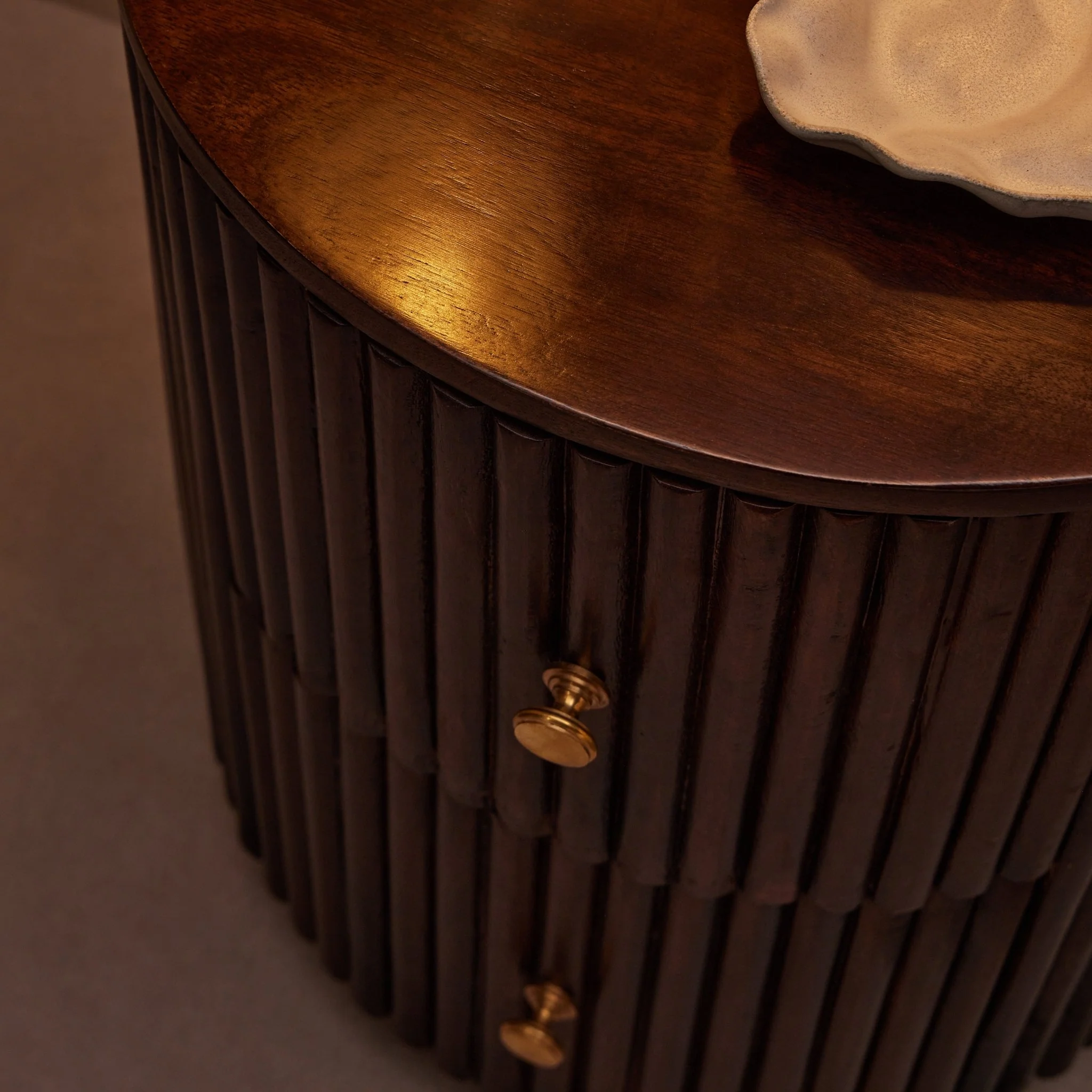 Finley Mango Wood 2 Drawer Bedside Table - Walnut - Image 3