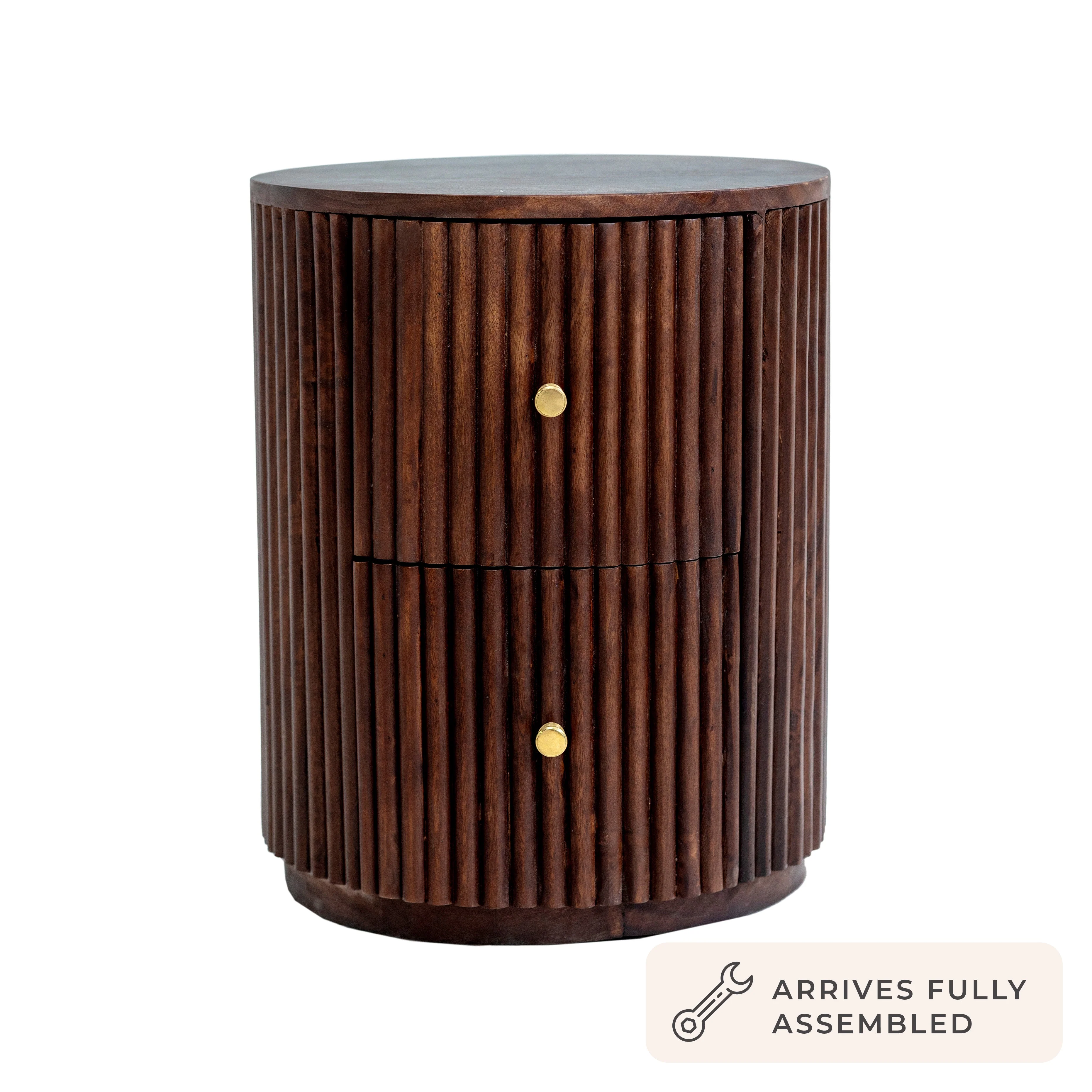 Finley Mango Wood 2 Drawer Bedside Table - Walnut - Image 4
