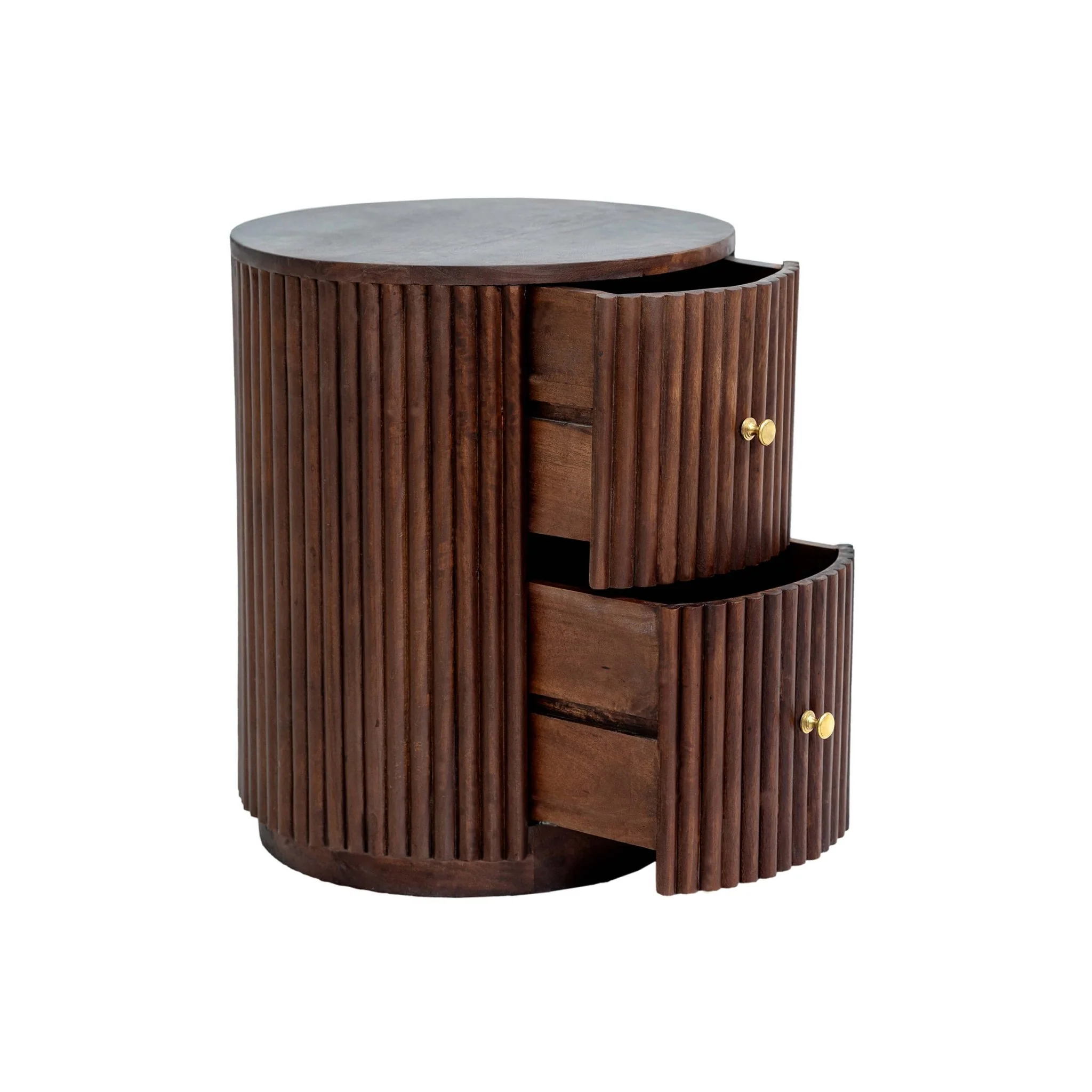 Finley Mango Wood 2 Drawer Bedside Table - Walnut - Image 5