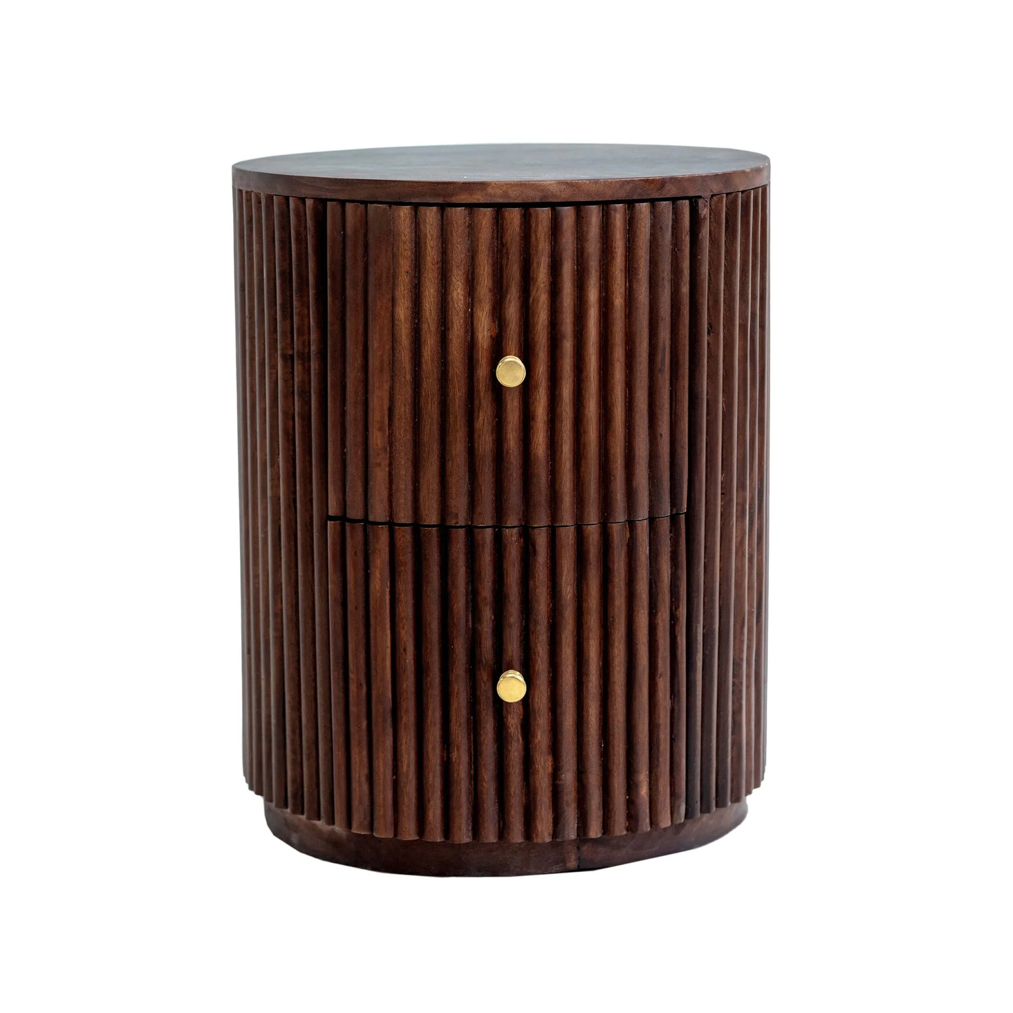Finley Mango Wood 2 Drawer Bedside Table - Walnut - Image 6