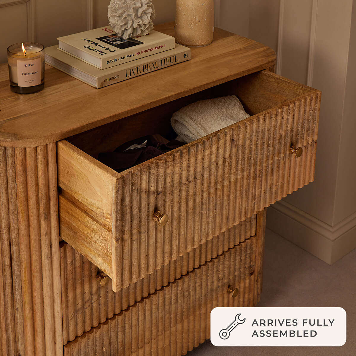 Finley Mango Wood 3 Drawer Chest - Natural - Image 2
