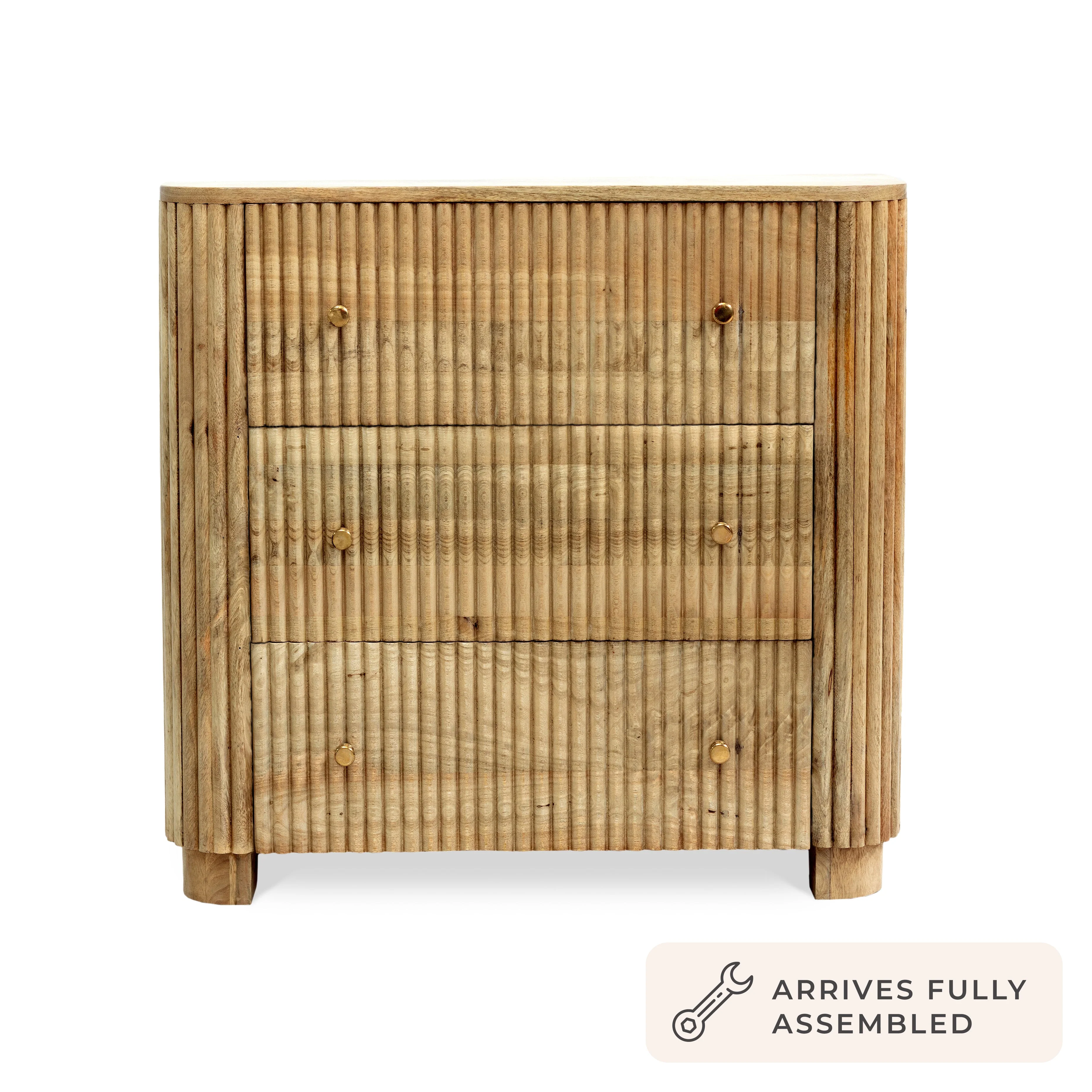 Finley Mango Wood 3 Drawer Chest - Natural - Image 4