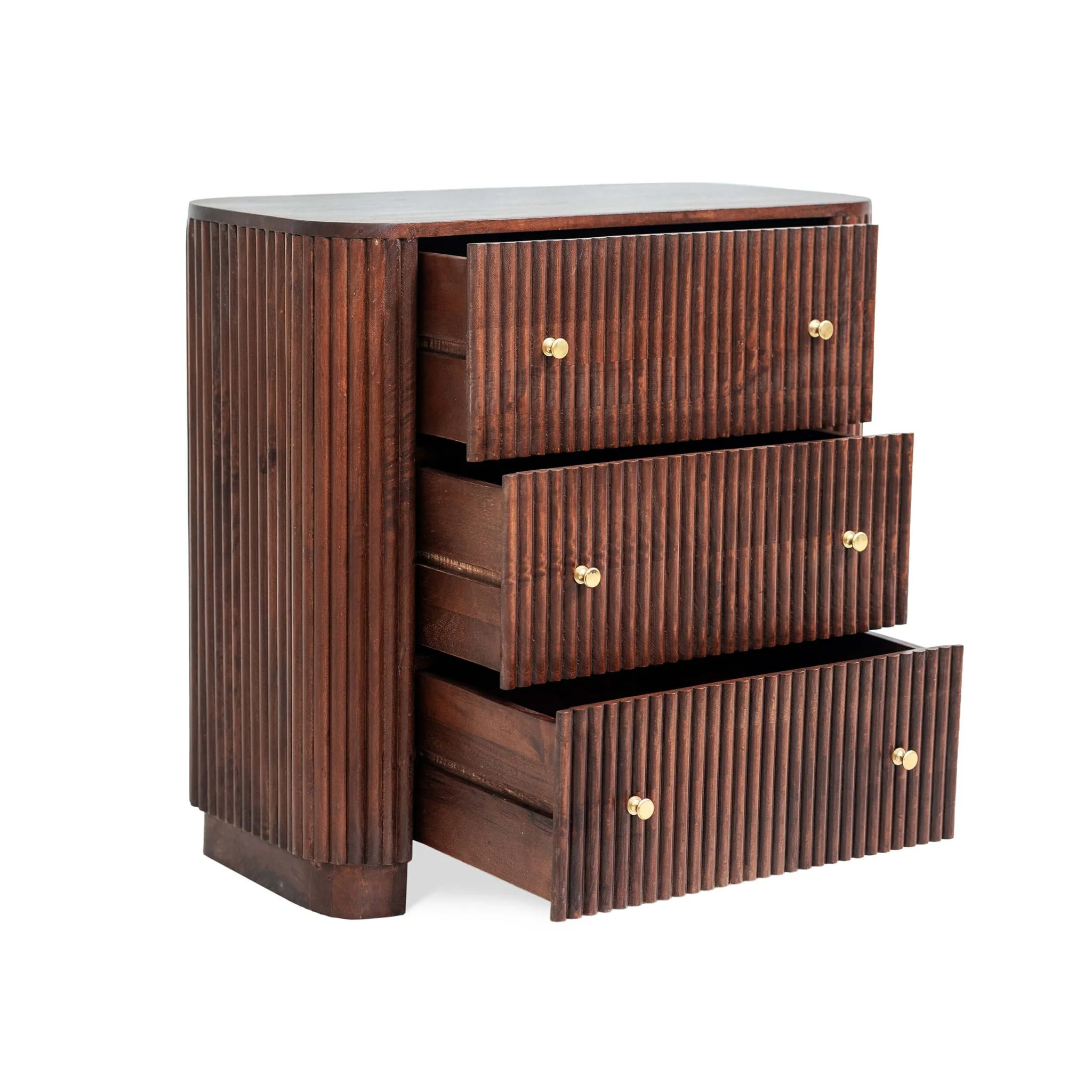 Finley Mango Wood 3 Drawer Chest - Walnut - Image 6