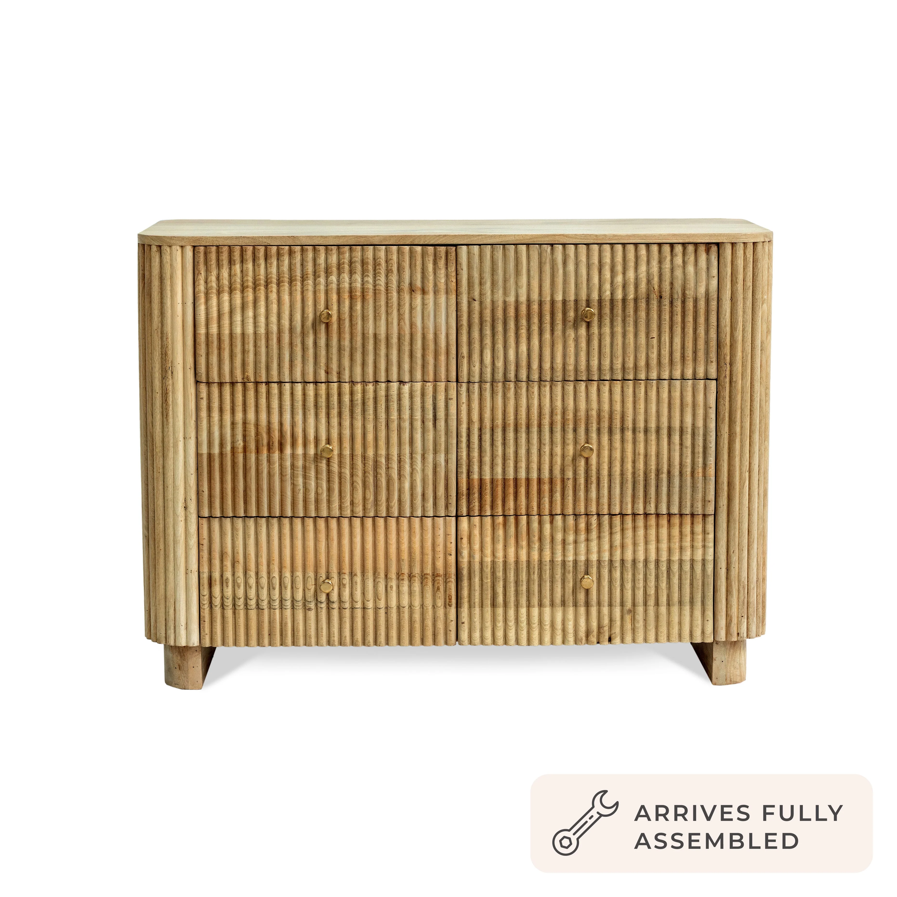 Finley Mango Wood 6 Drawer Chest - Natural - Image 4