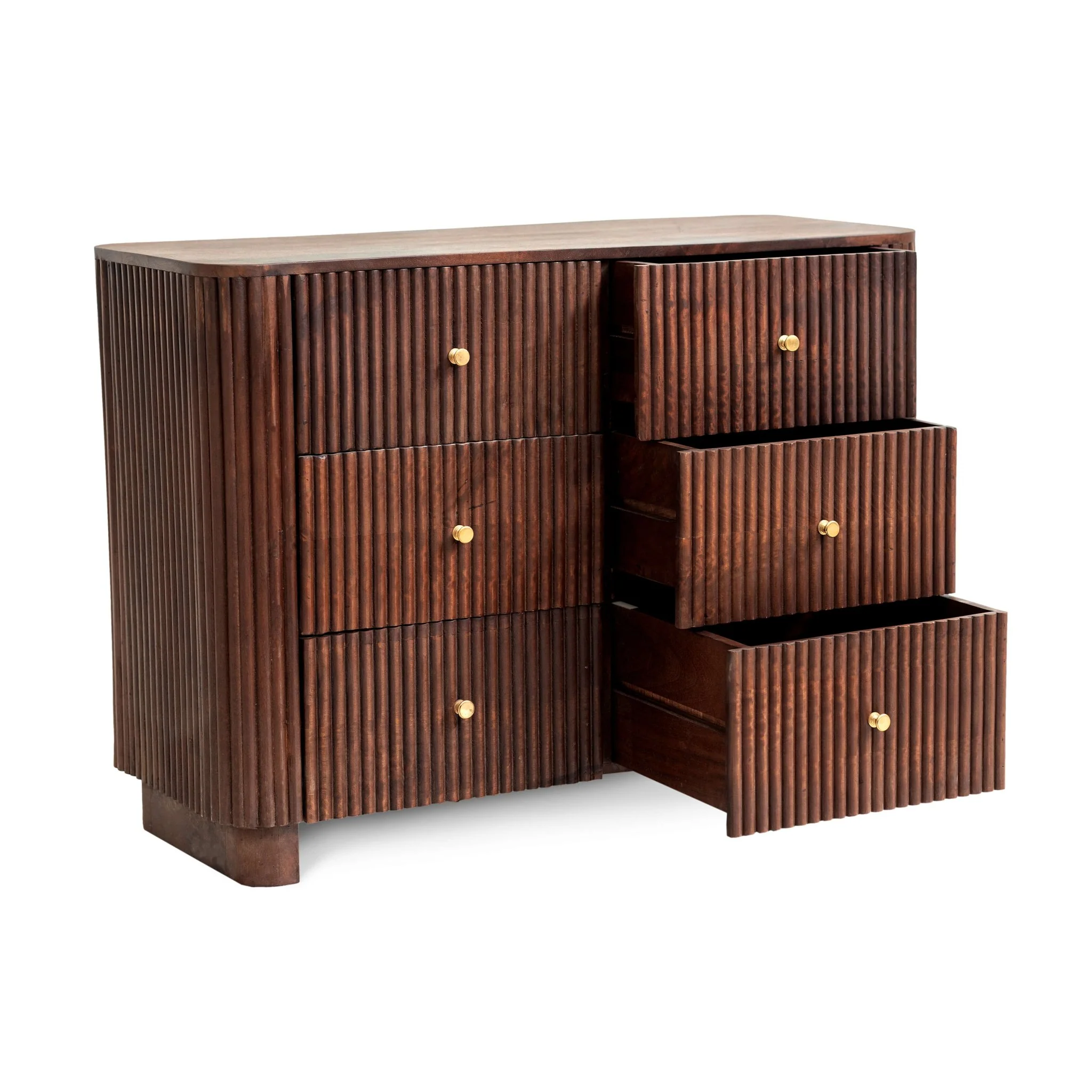 Finley Mango Wood 6 Drawer Chest - Walnut - Image 5