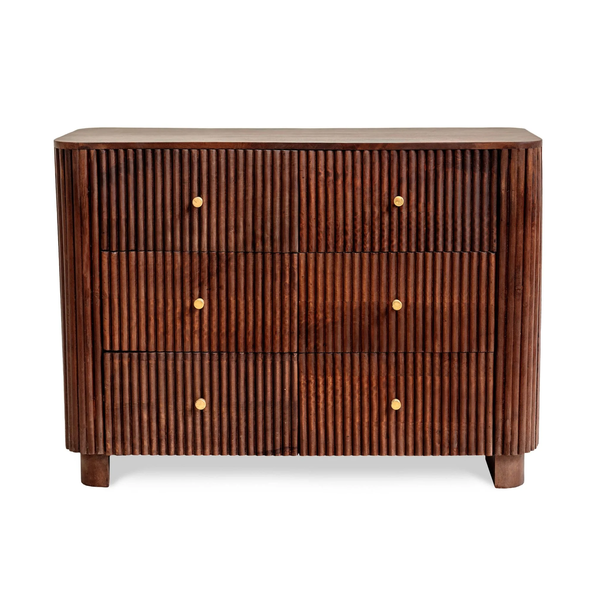 Finley Mango Wood 6 Drawer Chest - Walnut - Image 6