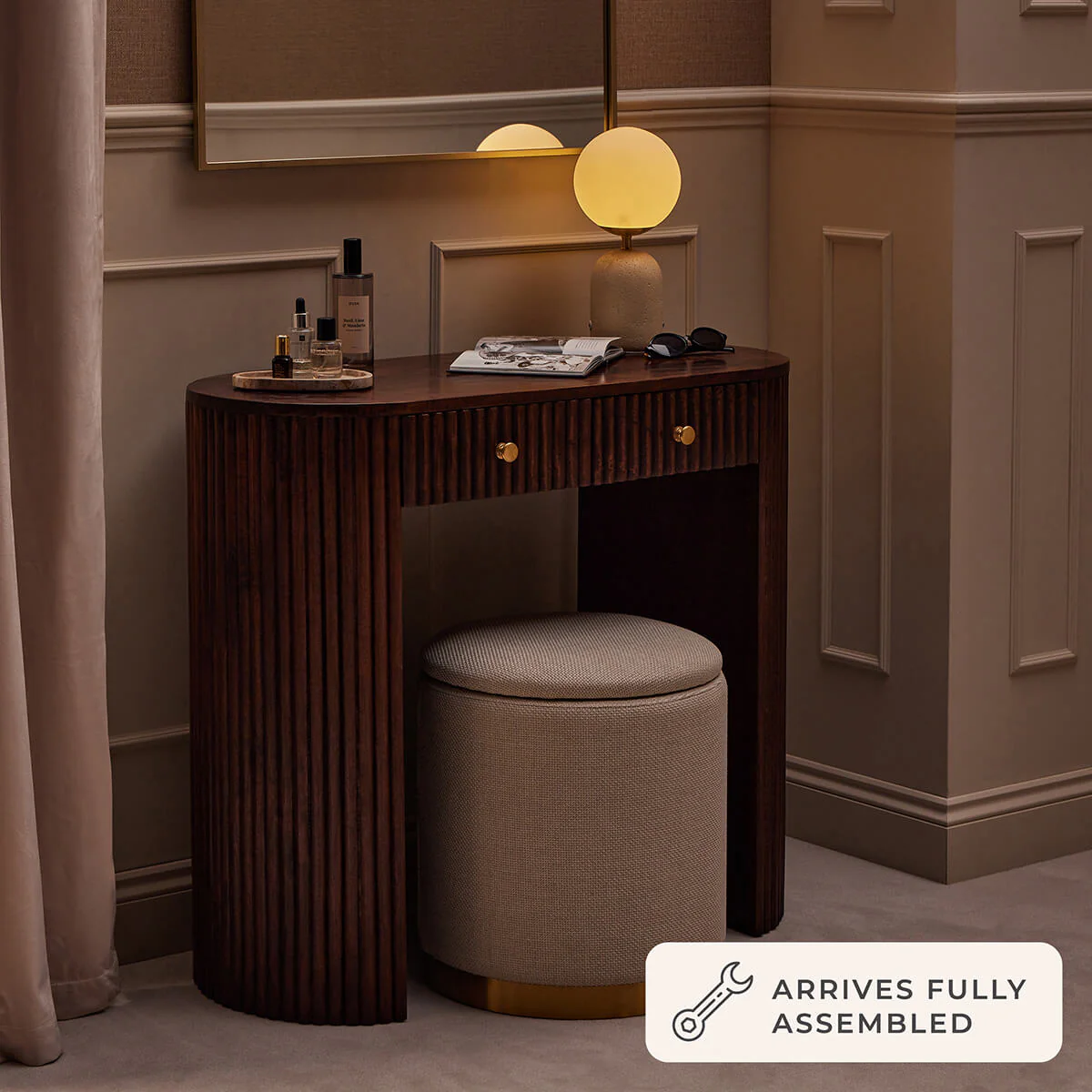 Finley Mango Wood Dressing Table Console - Walnut