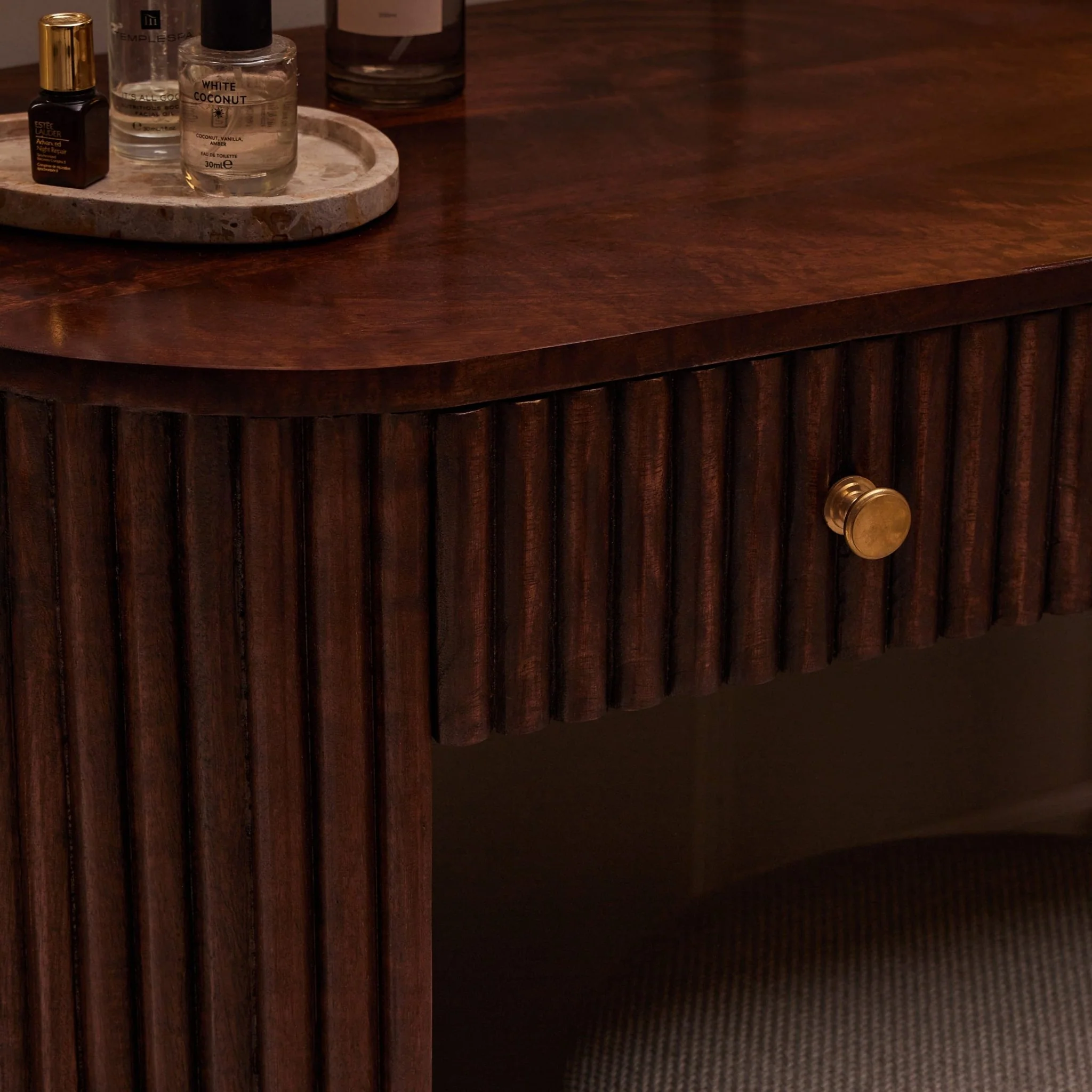 Finley Mango Wood Dressing Table Console - Walnut - Image 2