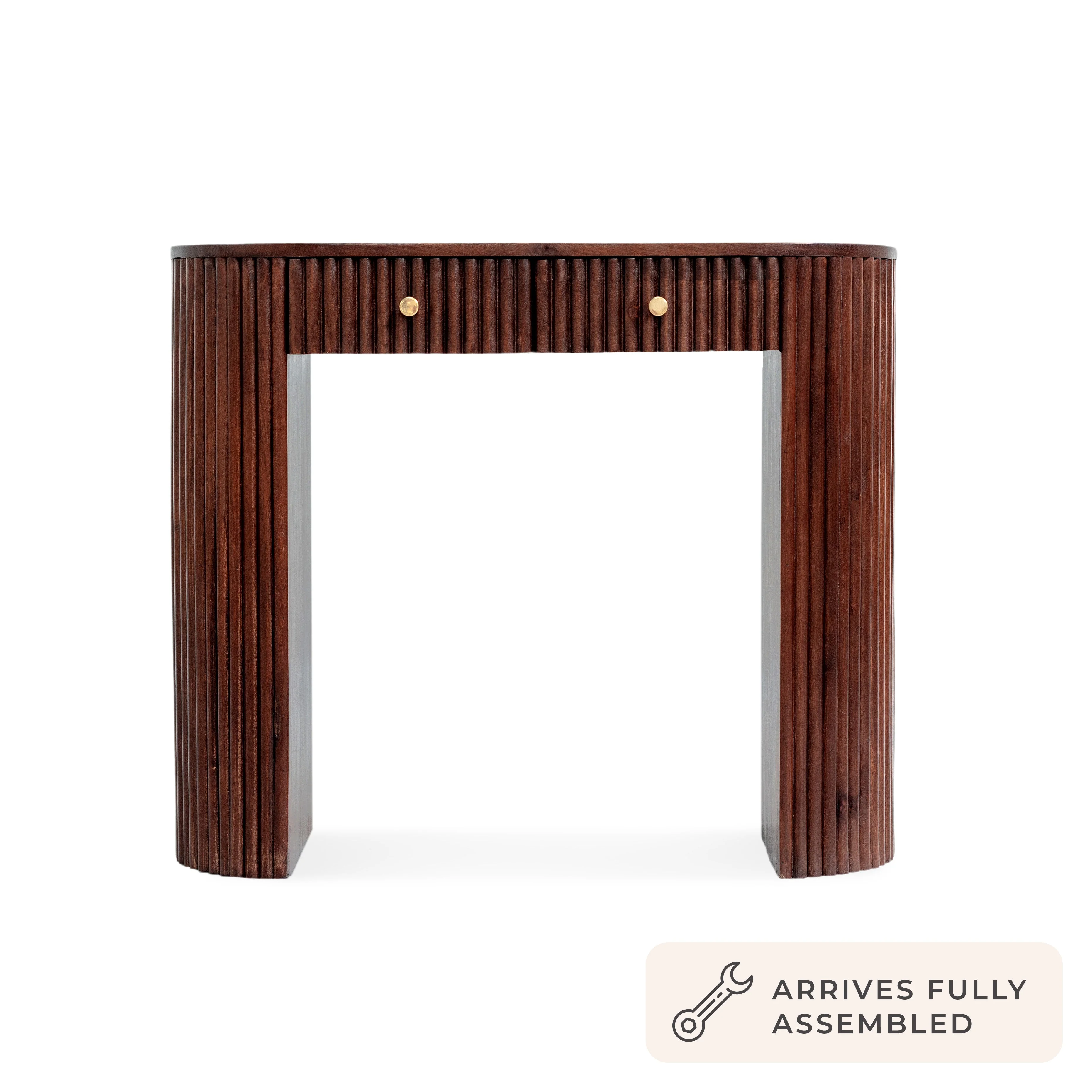 Finley Mango Wood Dressing Table Console - Walnut - Image 3