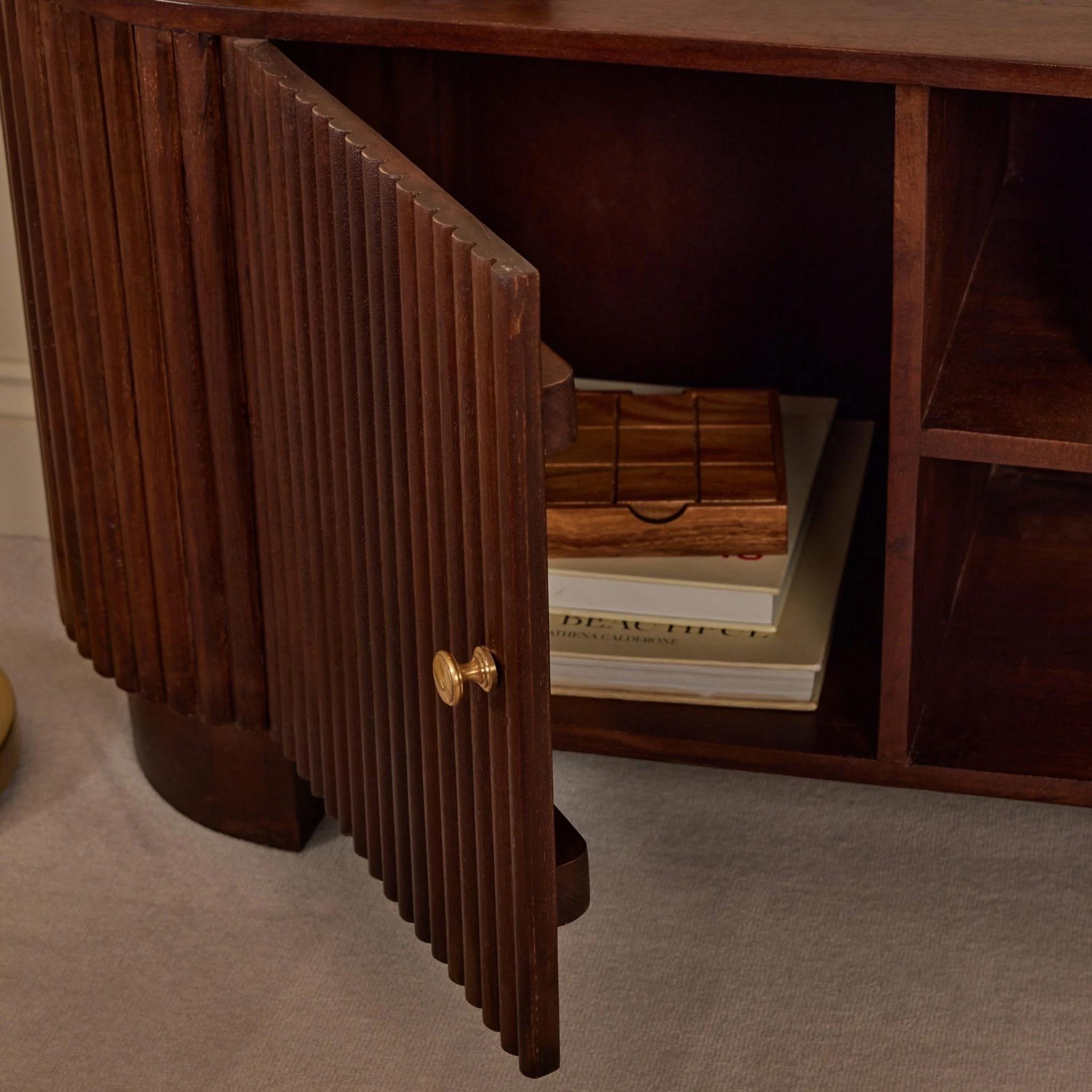 Finley Mango Wood Tv Unit for Tv Unit TVs up to 55" - Walnut - Image 2