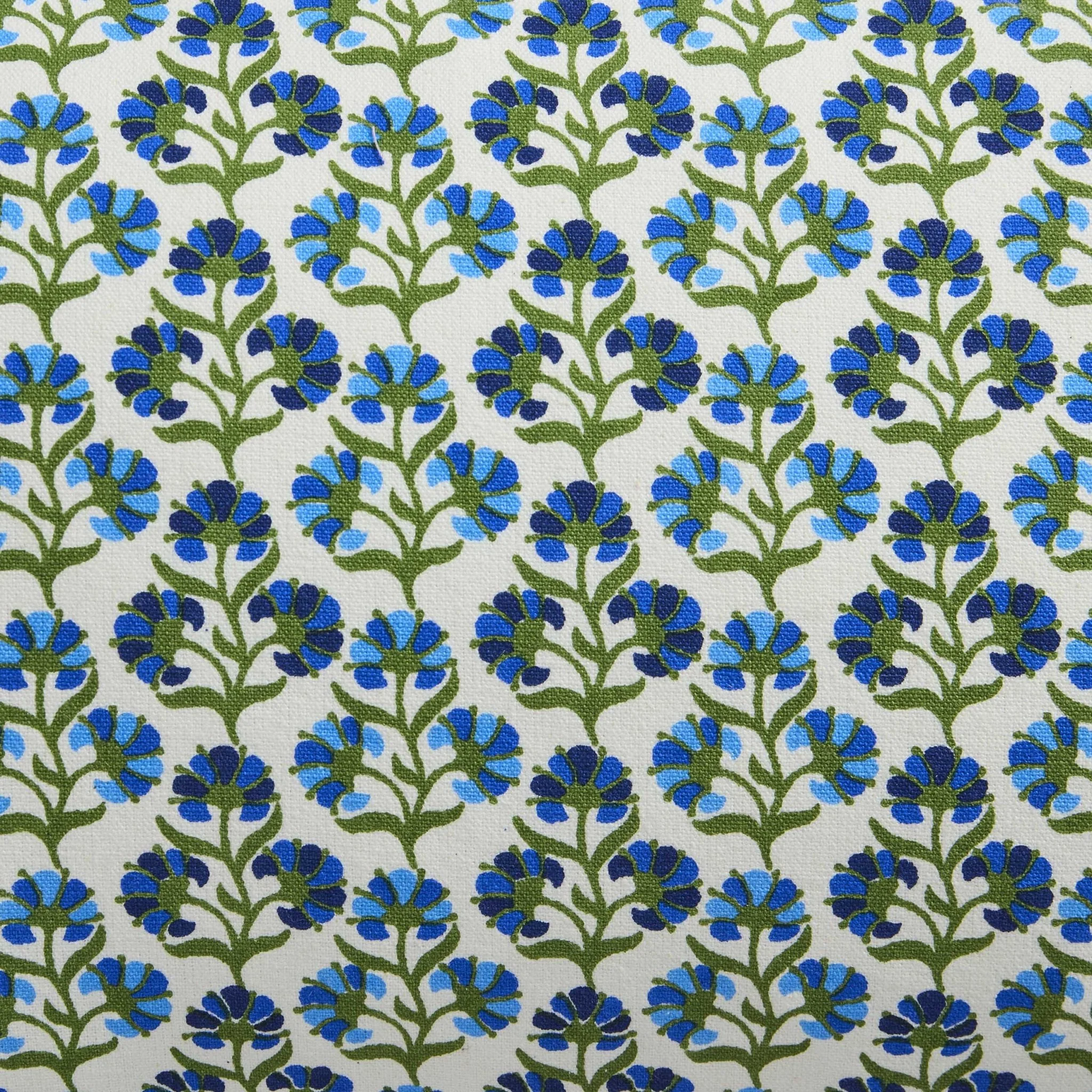 Fiona 100% Cotton Box Pleat Edge Printed Sofa Cushion Cover - Blue - Image 4