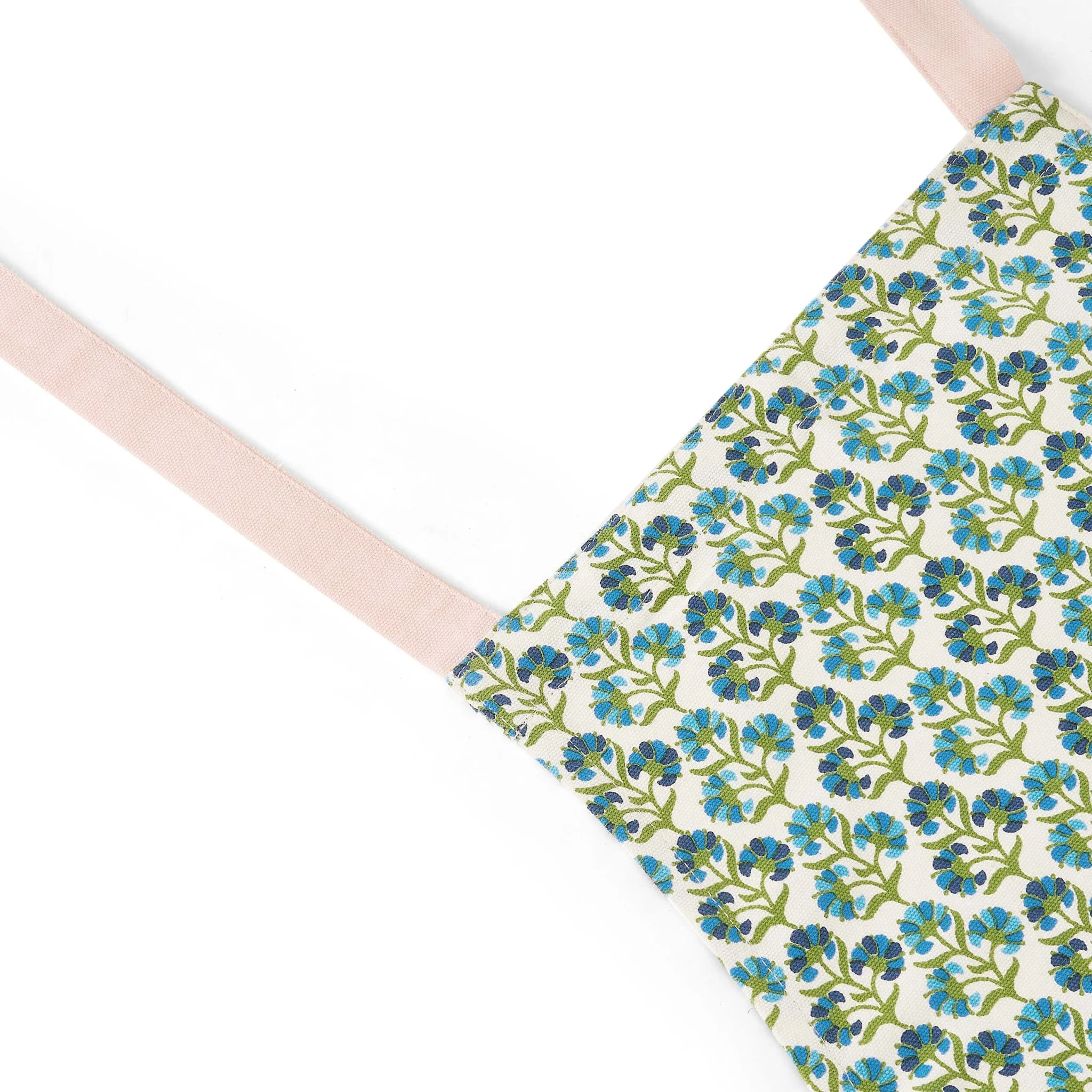 Fiona 100% Cotton Printed Apron - Blue/Pink - Image 3