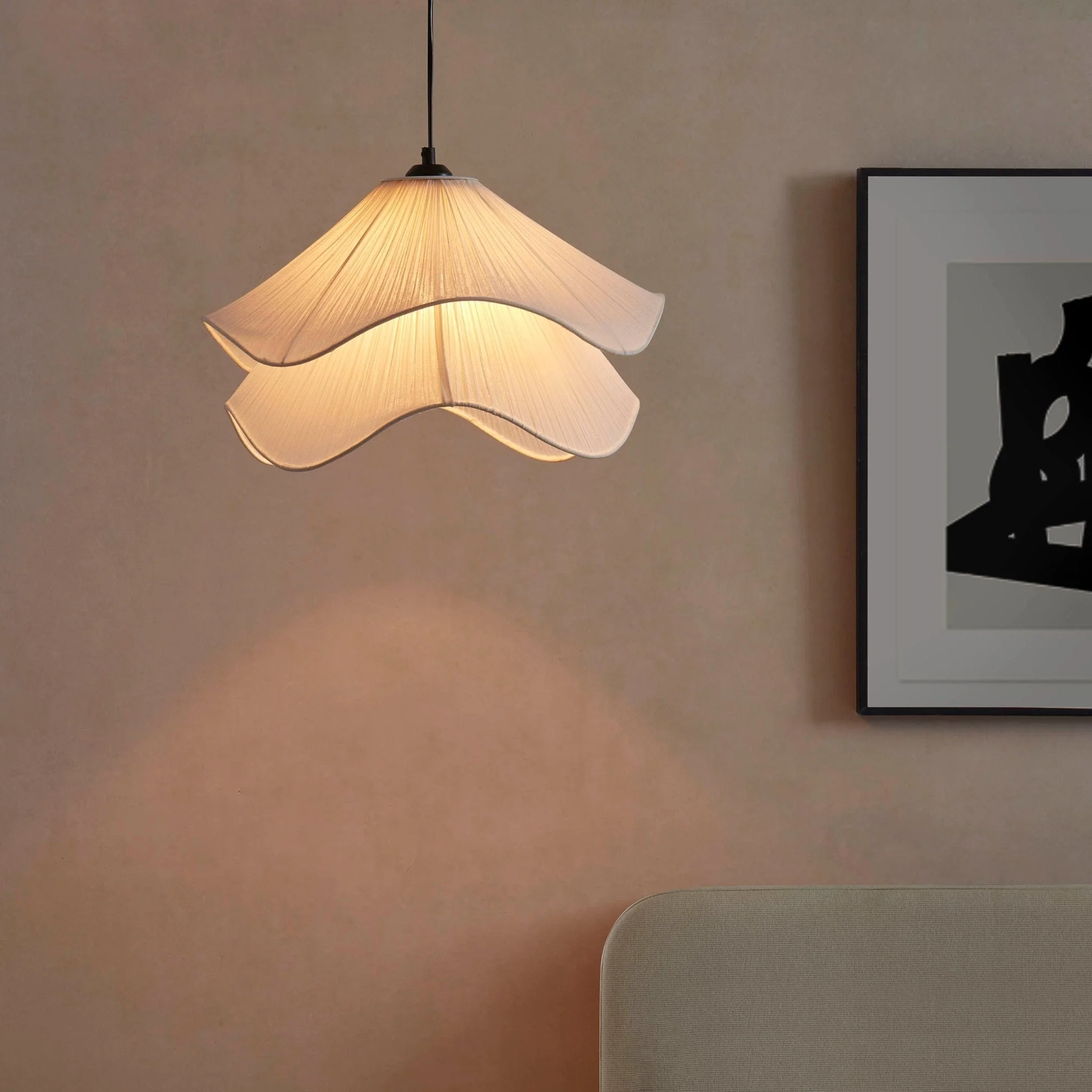 Fleur Fabric Layered Petal Ceiling Shade - White