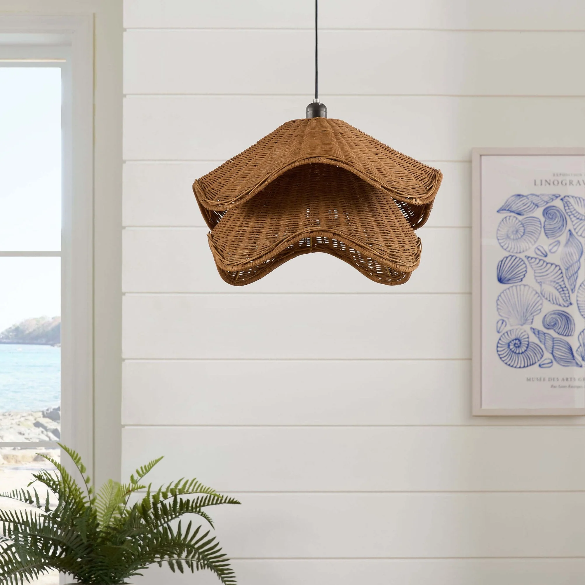 Fleur Rattan Layered Petal Ceiling Shade - Natural