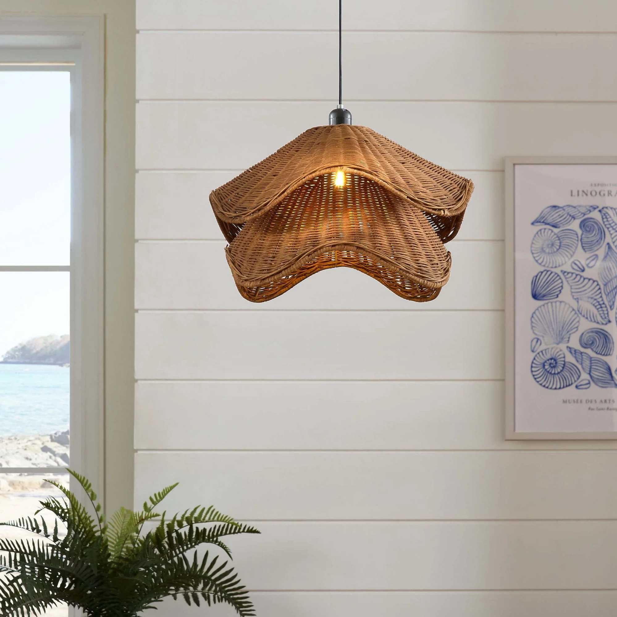 Fleur Rattan Layered Petal Ceiling Shade - Natural - Image 2