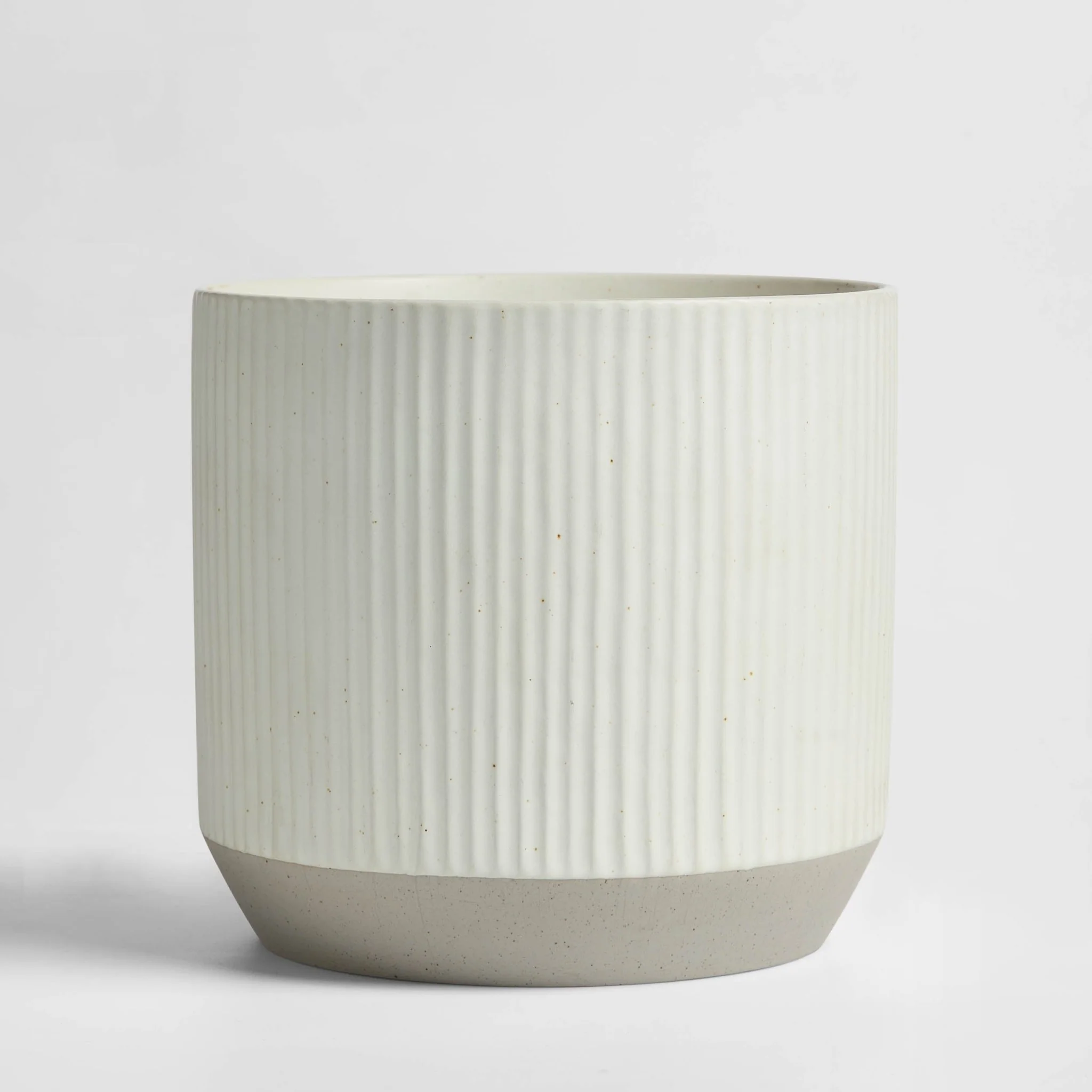 Flora Ribbed Clay Plant Pot - White - Image 6