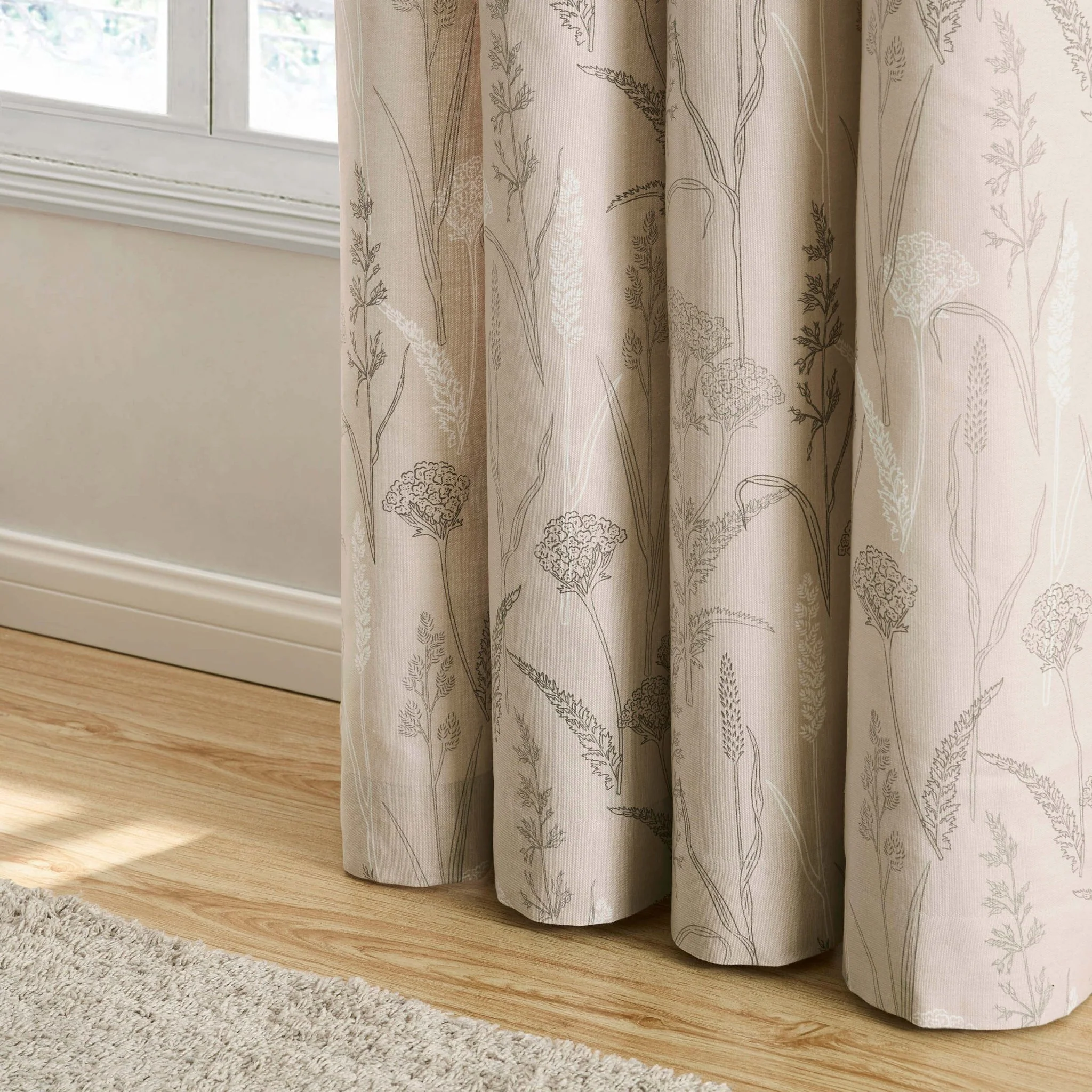 Floral Eyelet Curtains - Taupe - Image 3
