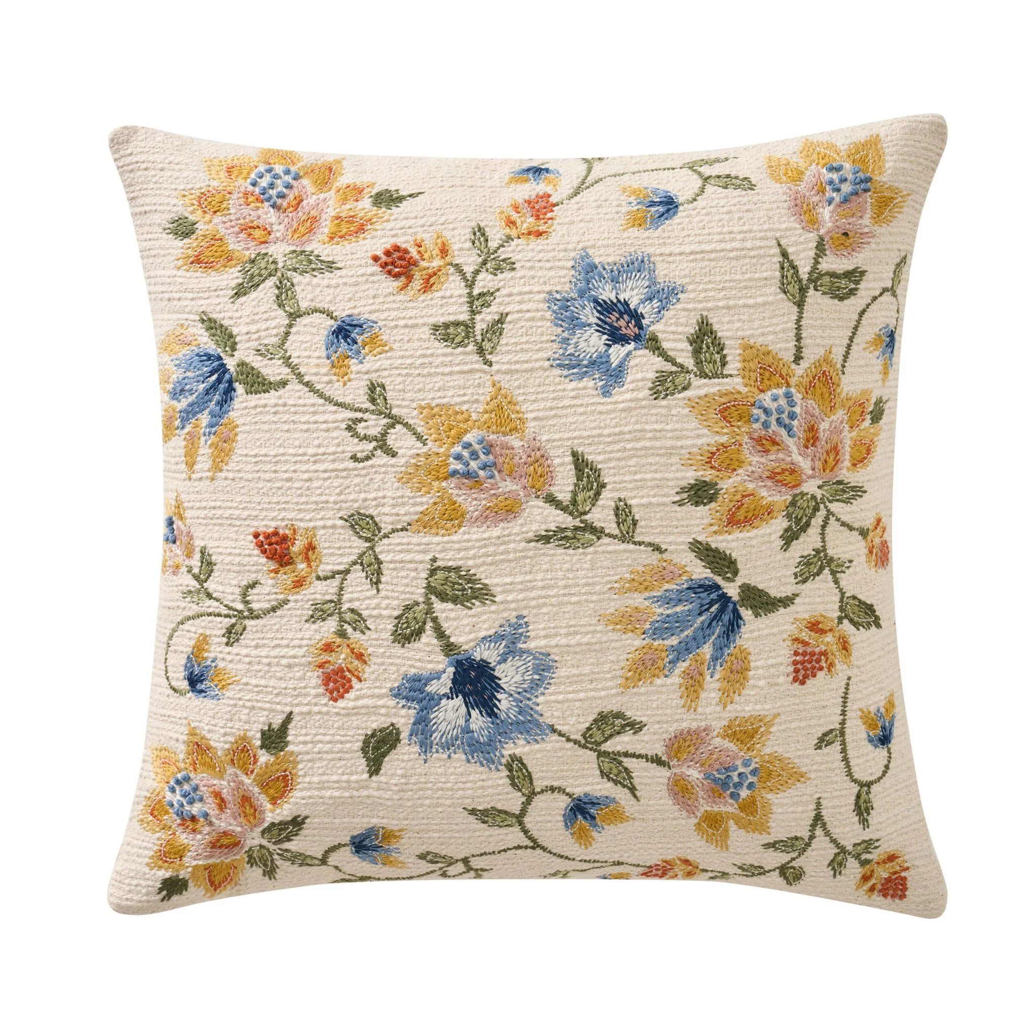 Floral Jacquard Embroidered Cushion Cover - Blue - Image 7