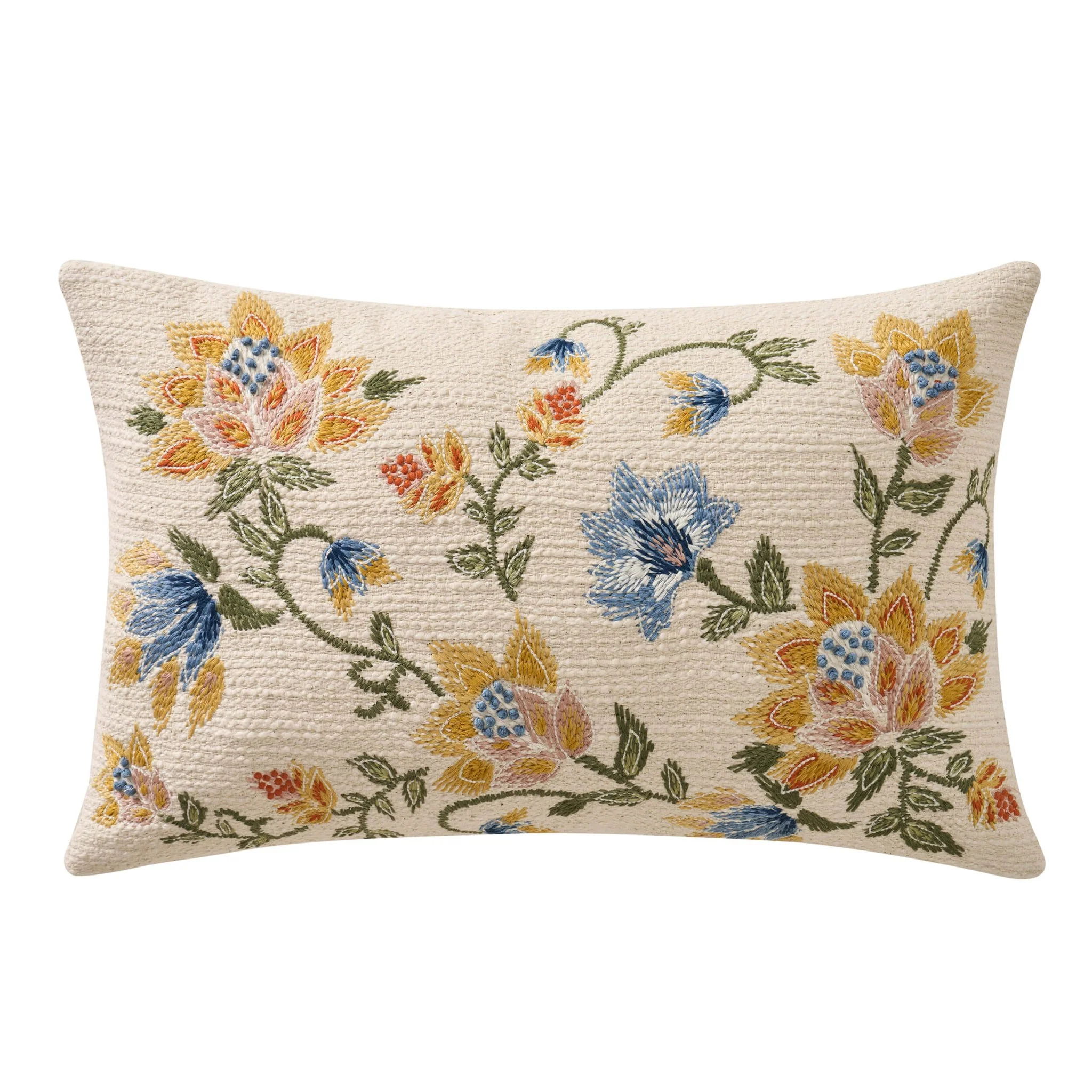 Floral Jacquard Embroidered Sofa Cushion Cover - Blue - Image 11