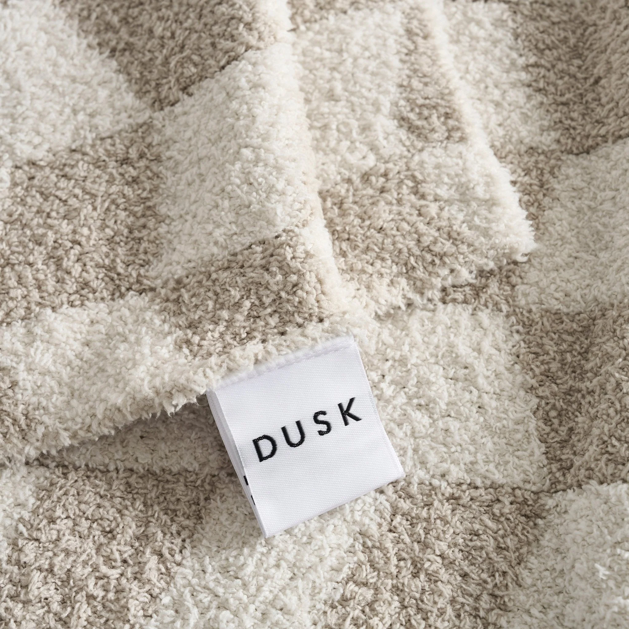Fluffy Knit Checkerboard Sofa Throw - Natural - Image 5