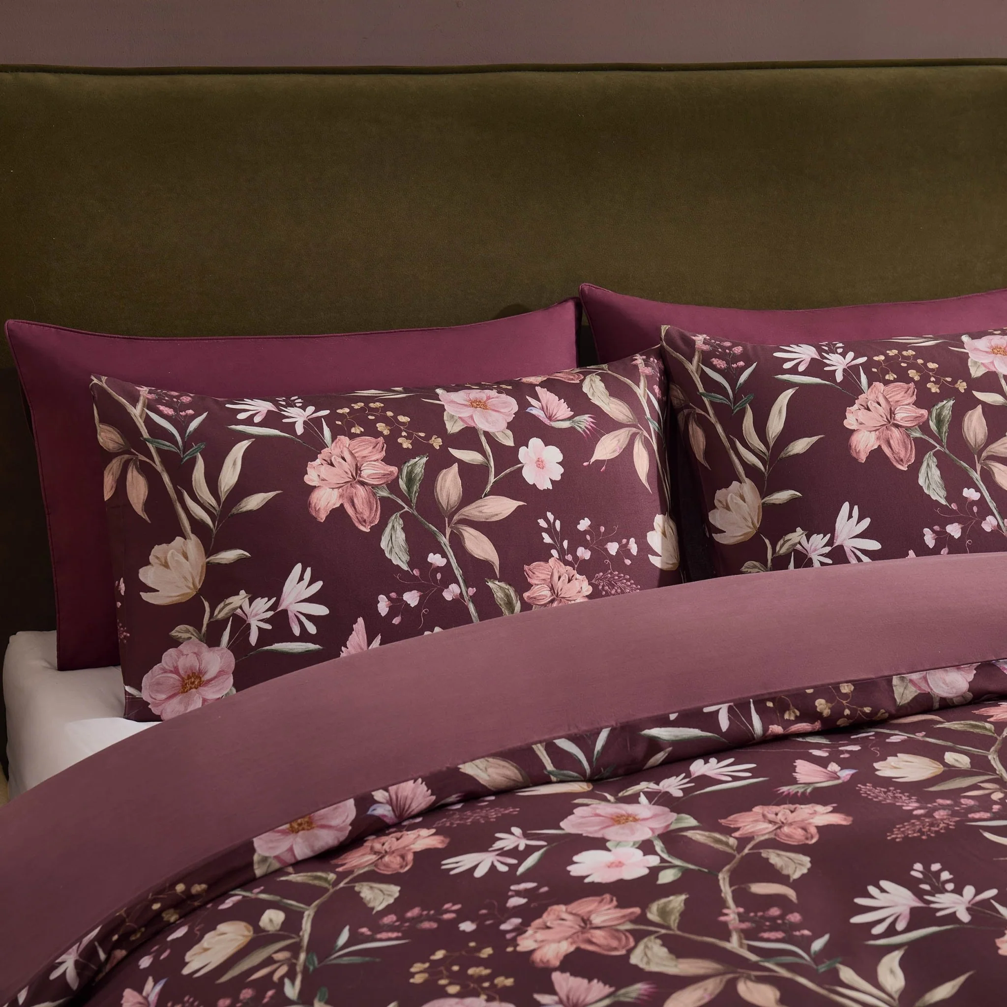 Francis 100% Cotton Duvet Covet & Pilllowcase Set - Plum - Image 2