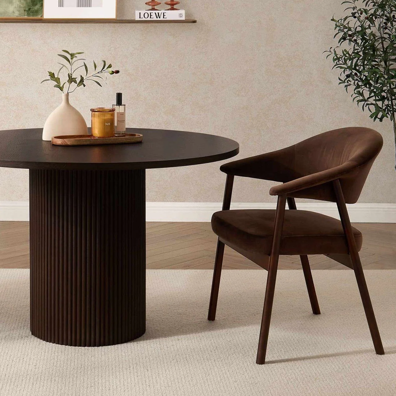 Frankie Dining Chair - Cappuccino/Walnut