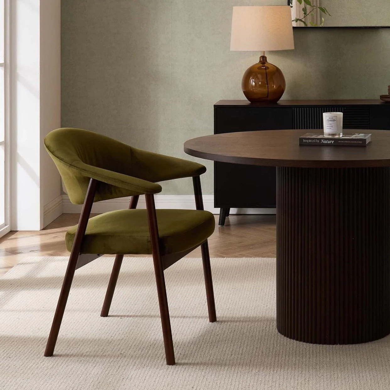 Frankie Dining Chair - Rich Green/Walnut - Image 2