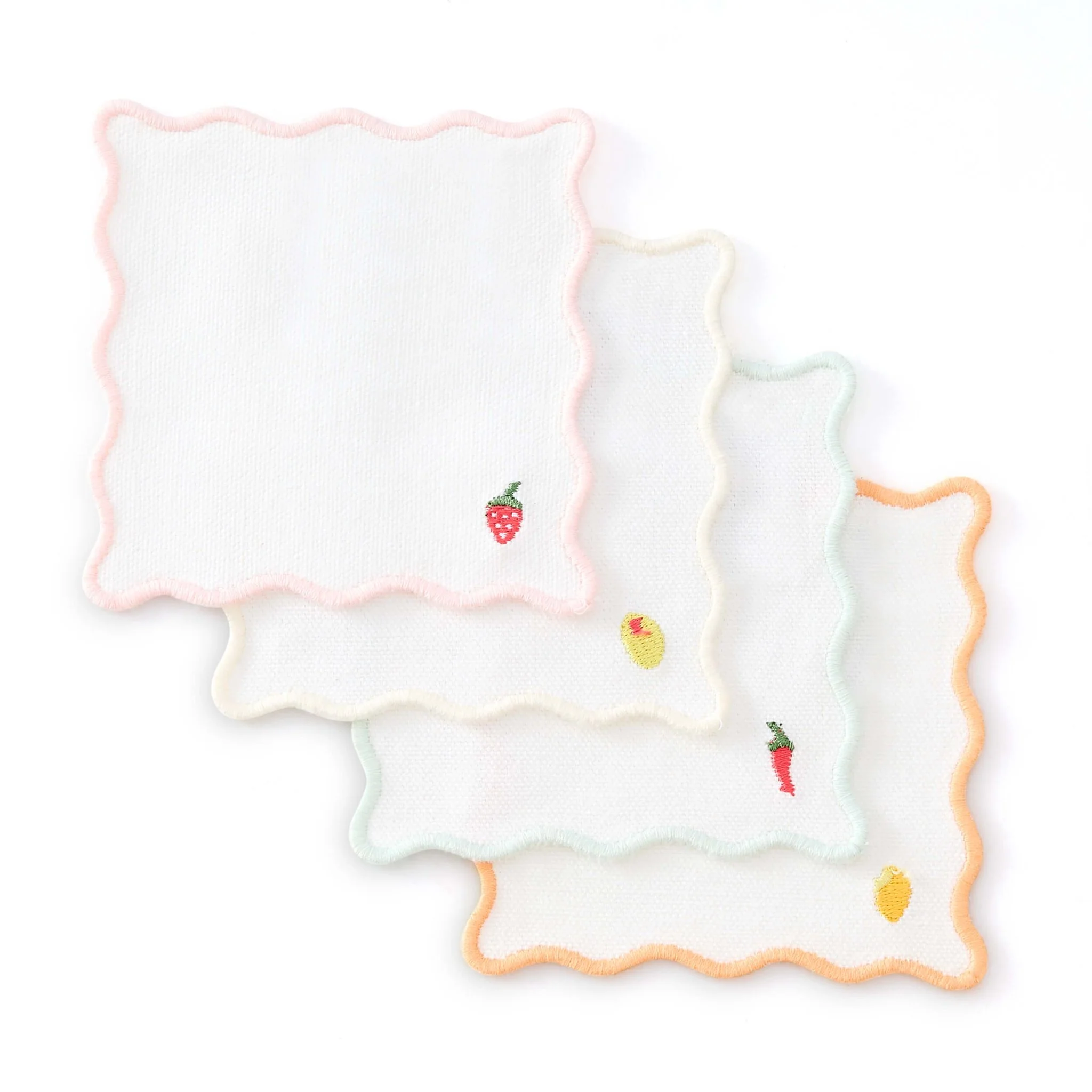 Fruit Embroidered Pack of 4 Cocktail Coasters - Multi - Image 4
