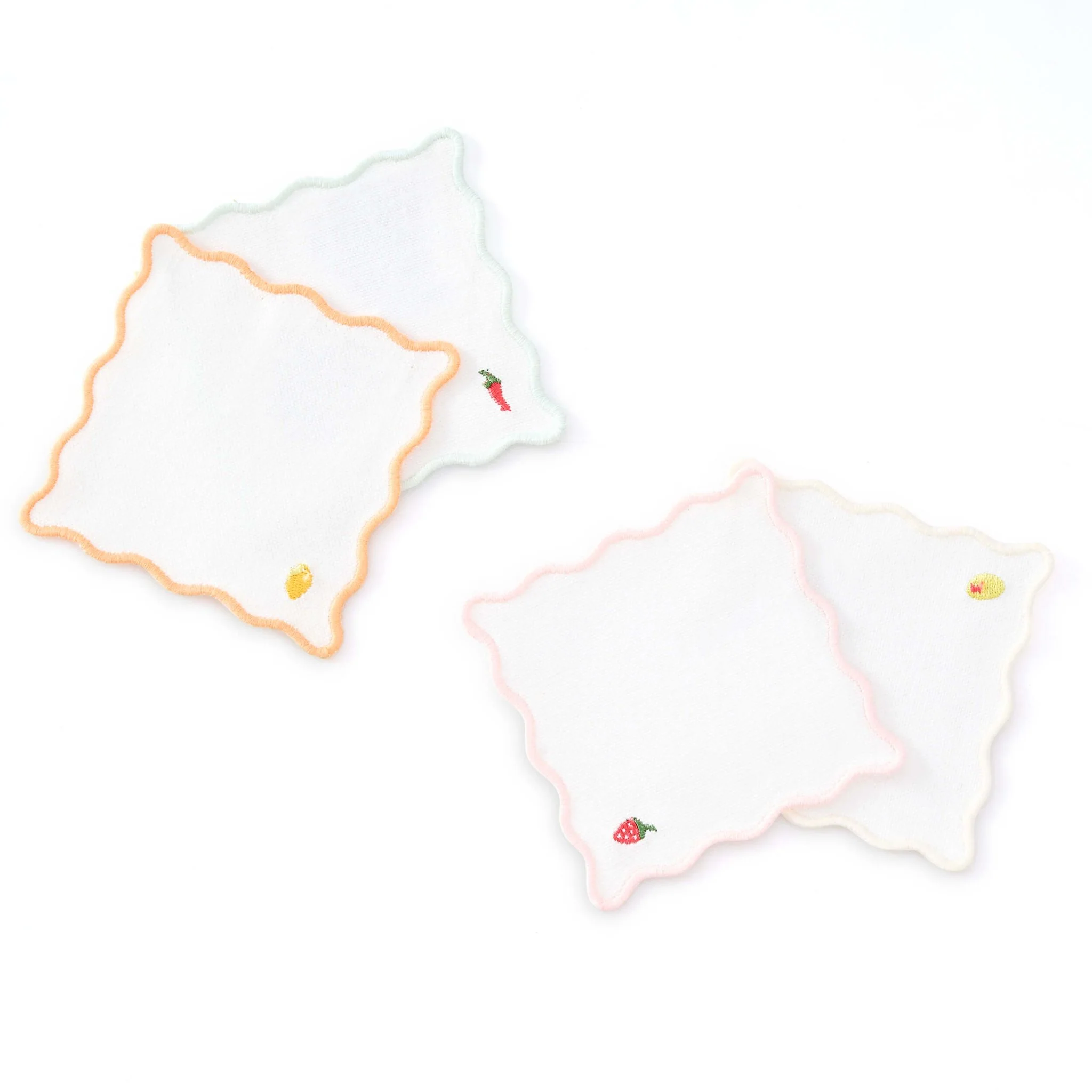Fruit Embroidered Pack of 4 Cocktail Coasters - Multi - Image 5