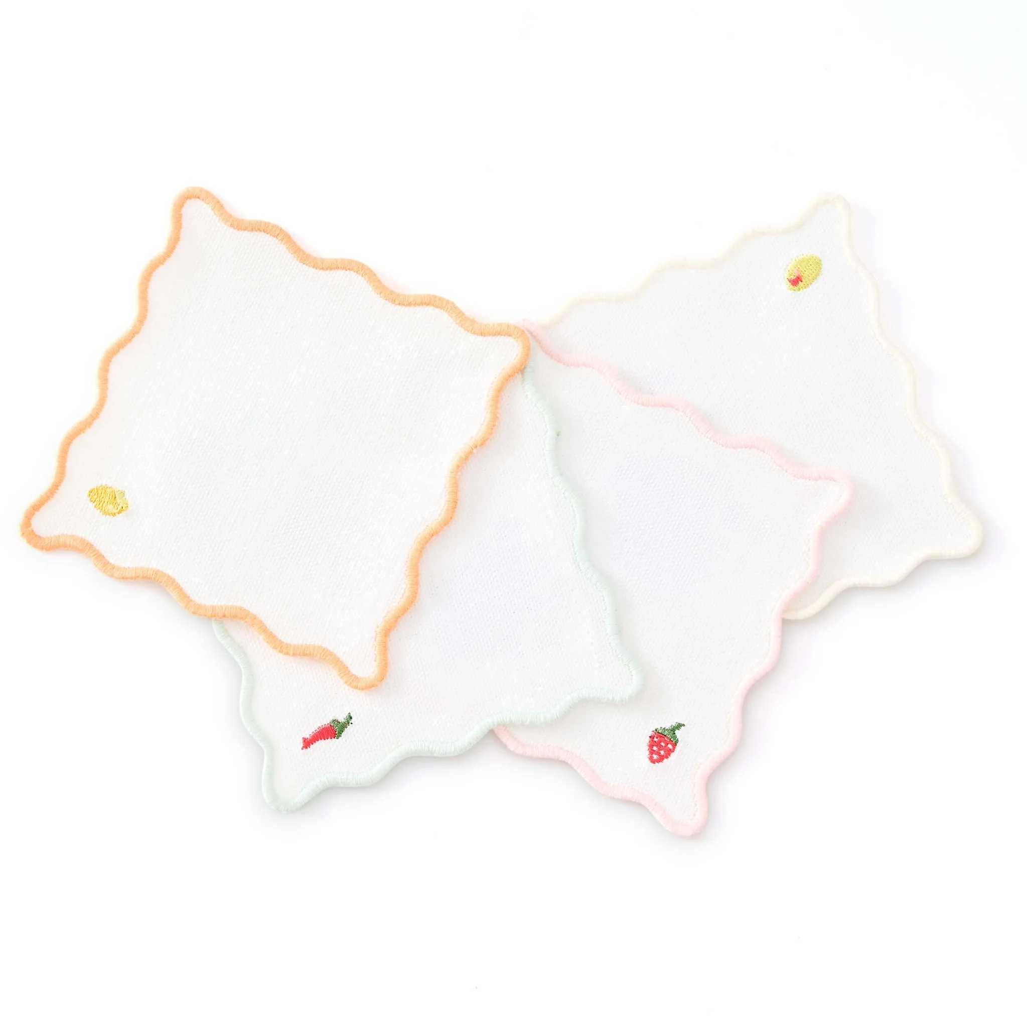Fruit Embroidered Pack of 4 Cocktail Coasters - Multi - Image 6