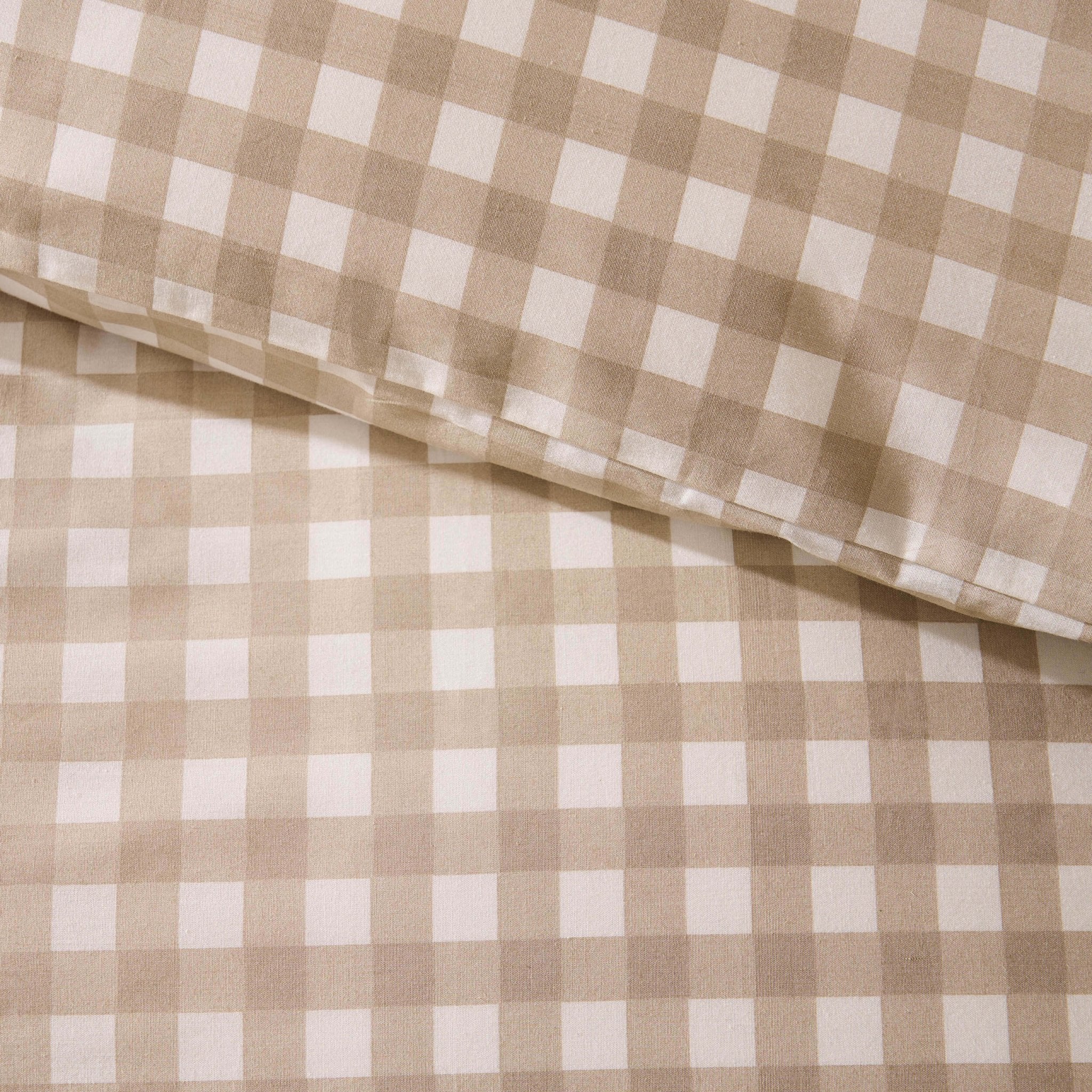 Gabriella Gingham 100% Cotton Duvet Cover and Pillowcase Set - Natural - Image 5