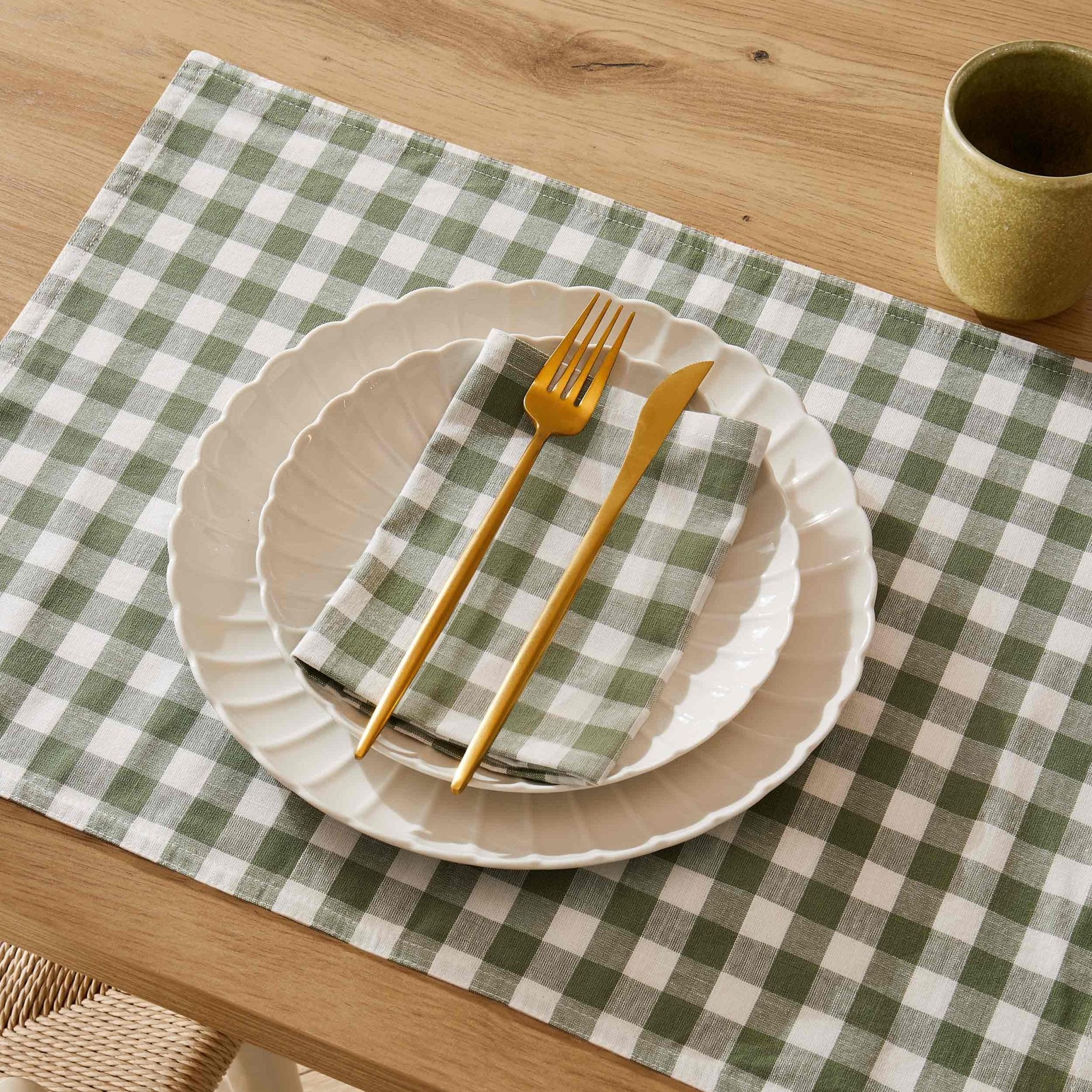 Gabriella Set of 4 Gingham Napkins - Green