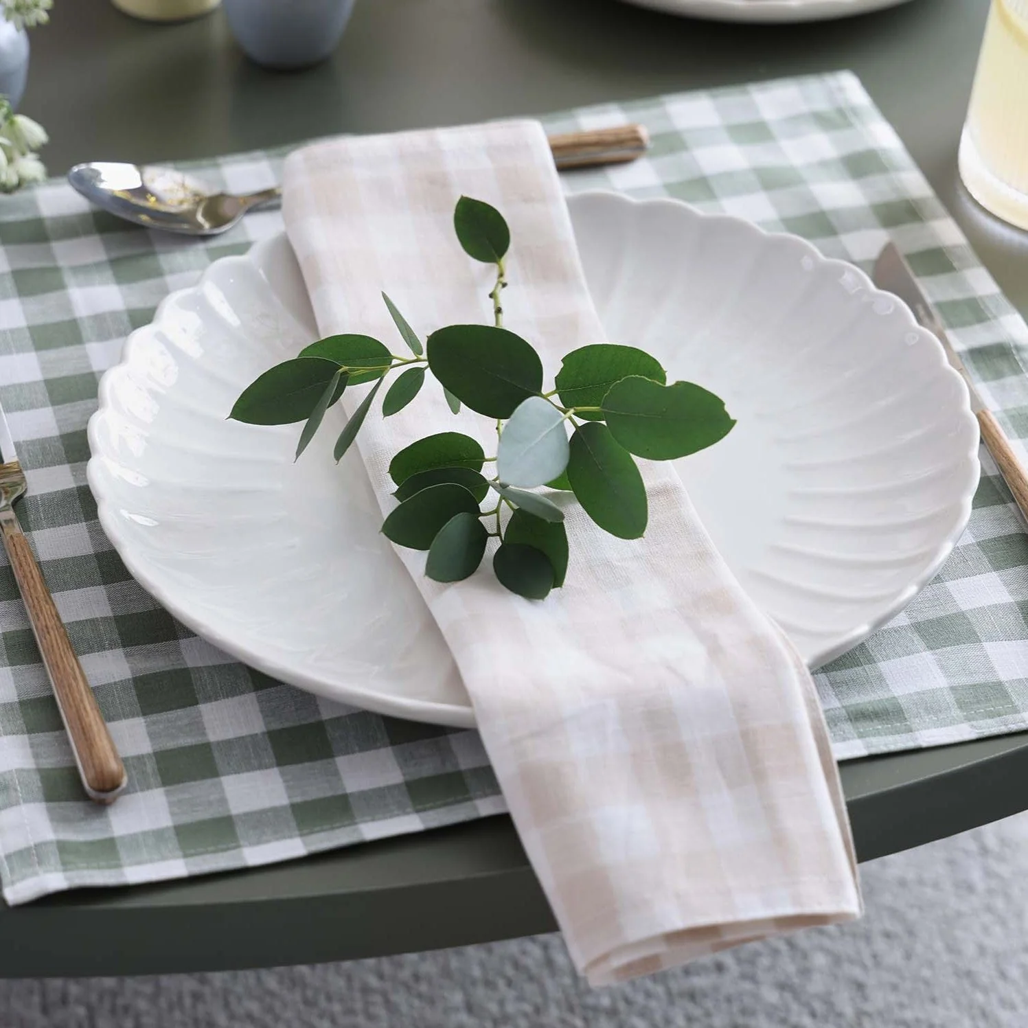 Gabriella Set of 4 Gingham Placemats - Green - Image 2