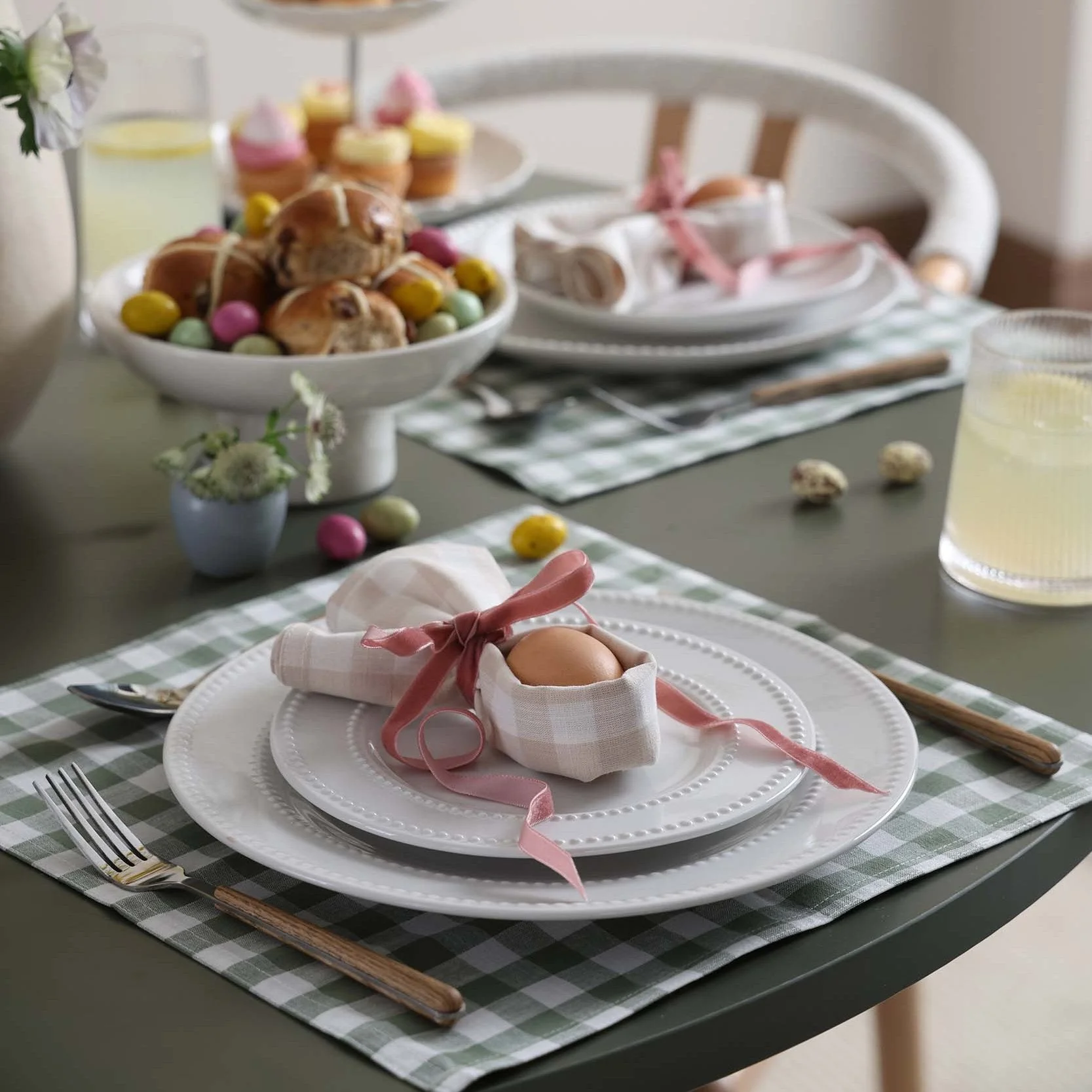 Gabriella Set of 4 Gingham Placemats - Green - Image 3