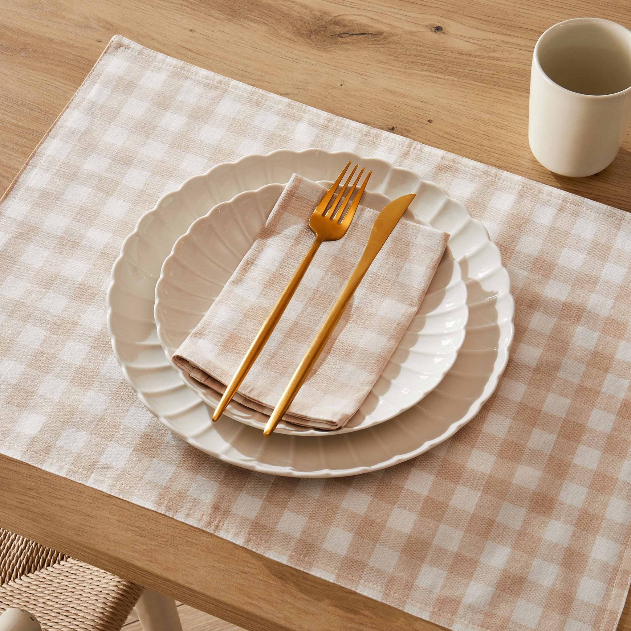 Gabriella Set of 4 Gingham Placemats - Natural