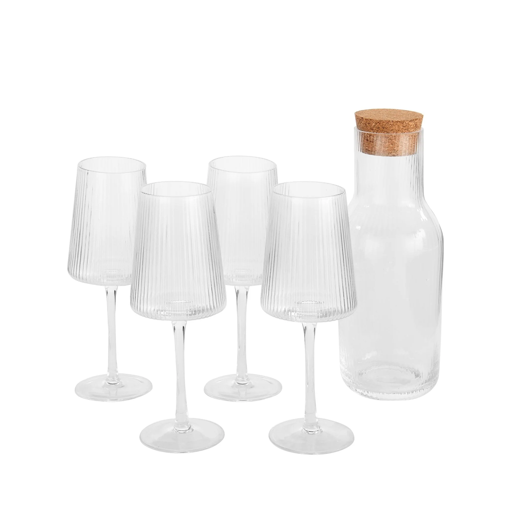 Gatsby Ripple 5 Piece Wine Glass and Carafe Set - Clear - Image 2
