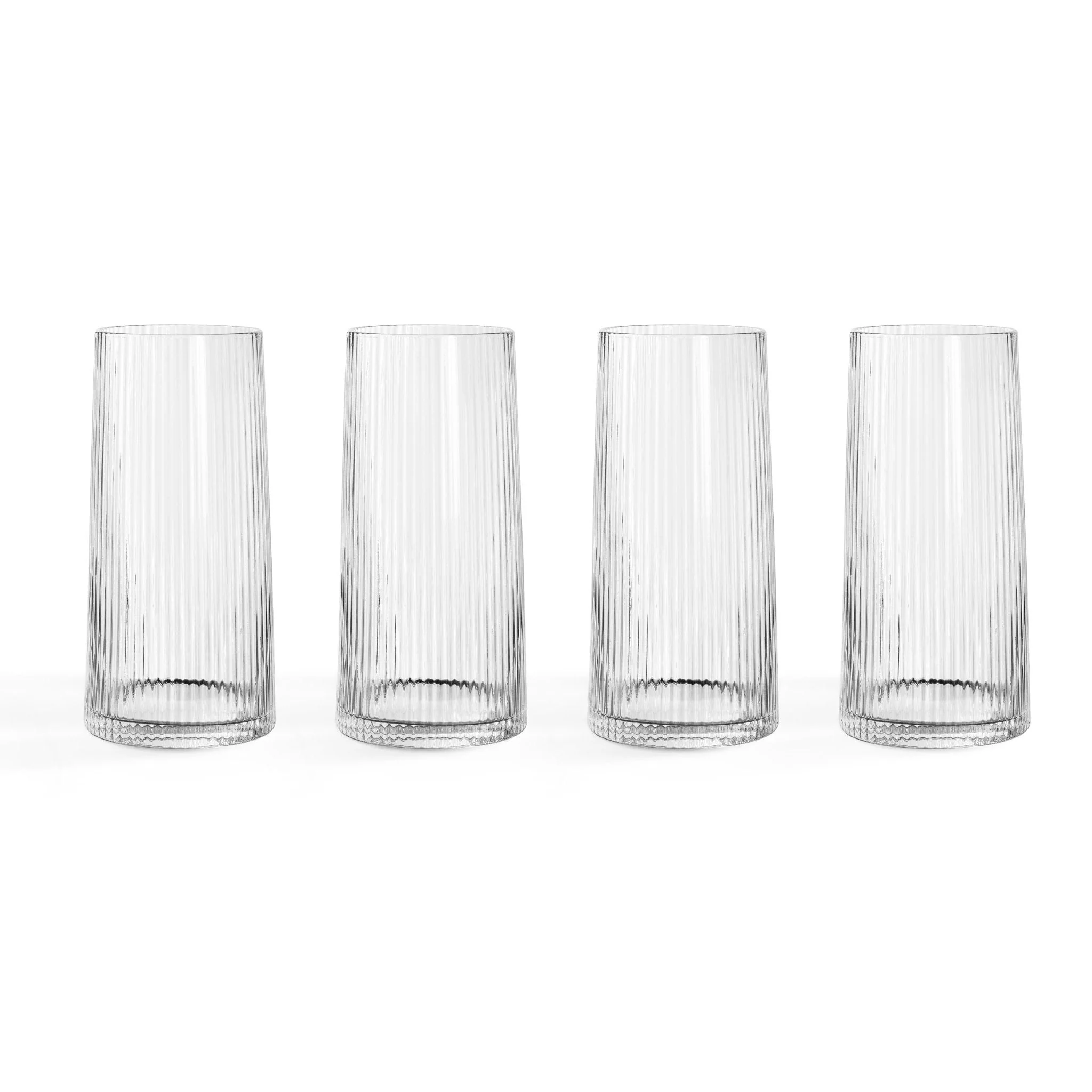 Gatsby Set of 4 Ripple Glass Highballs - Clear - Image 4