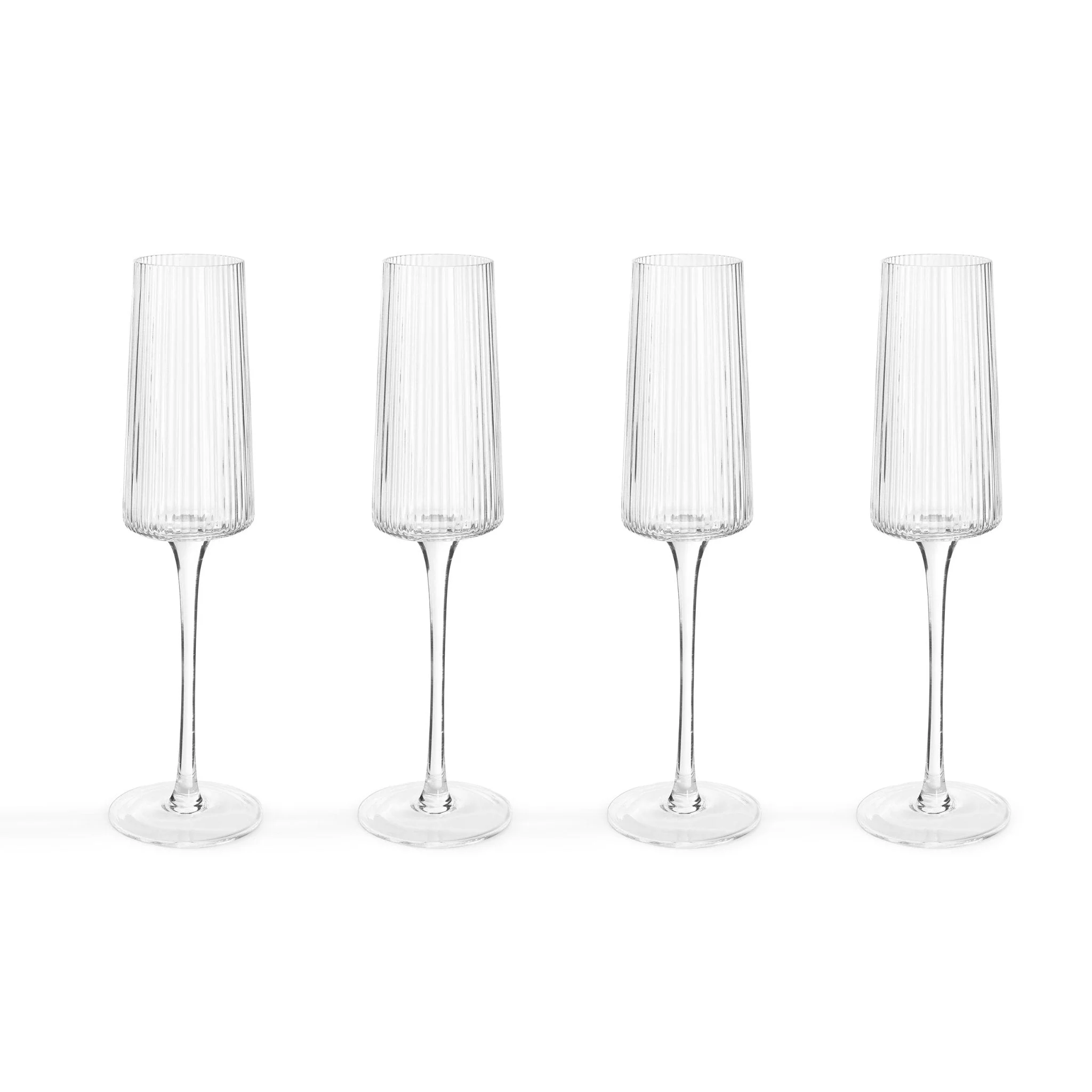 Gatsby Set of 4 Ripple Glass Champagne Flutes - Clear - Image 5